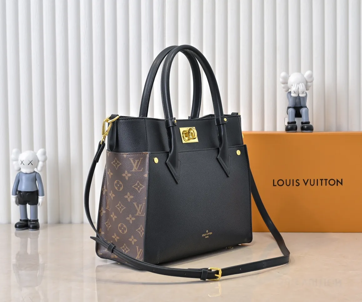 💰360💰Upgraded original [M53826 black embroidery M53825 apricot embroidery M53824 MM53823 presbyopia with black]🔥On My Side handbag shows the elegant fusion of calfskin and classic Monogram canvas. Contrasting canvas shapes the large outer pocket, creating a trompe l'oeil effect as if two handbags merge into one. Plenty of space can easily accommodate office needs, and the adjustable shoulder strap allows for a cross-body style. Dimensions: 30.5 x 24.5 x 14 cm (Length x Height x Width) - Calfskin and Monogram coated canvas - Cowhide leather trim - Microfiber lining - 2 top handles for hand or elbow carry - Adjustable shoulder strap for shoulder or cross-body wear - Lock closure - 2 outer pockets with magnetic closure - Zip pocket - 1 patch pocket