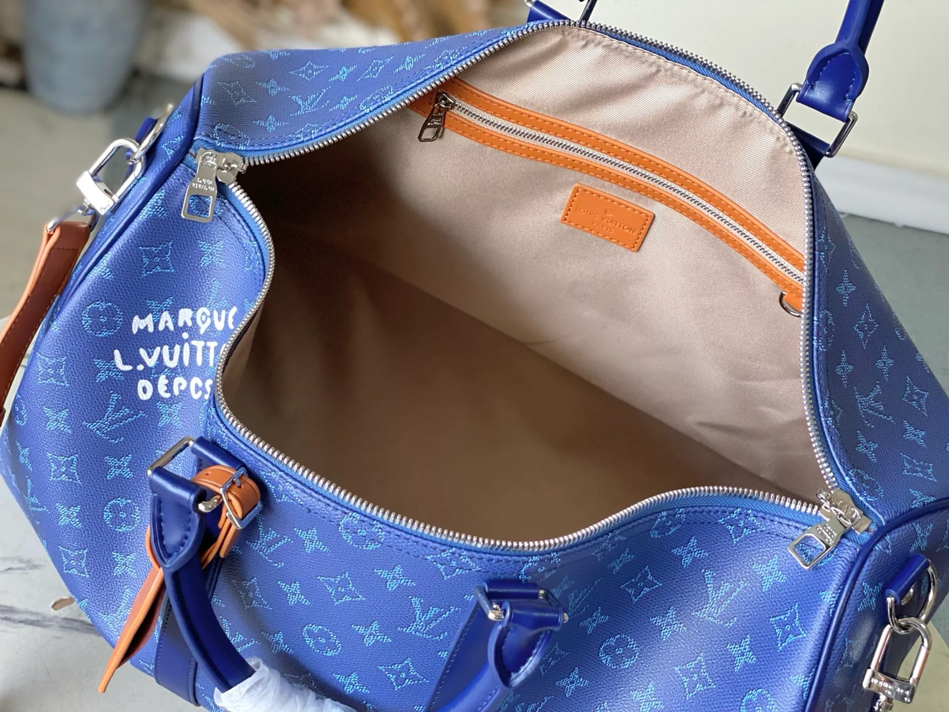 💰1280 Top original order M26864 blue 163c01 dynamic chip 2026 early spring men's bag crossbody handbag Region: Paris Quarter: 2026 early spring brand: Louis Vuitton Louis Vuitton (available in November) 26 early spring Heritage Keepall 50 size 50.0X29.0X23.0 cm