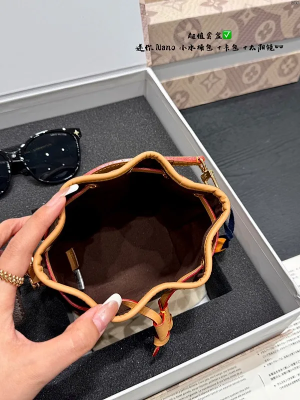 All Categories Official Website "Brand Women's Bags" Women's Bags 💙 LV 2025 new LV small mini Nano bucket bag mini➕card holder➕sunglasses🕶️➕gift box