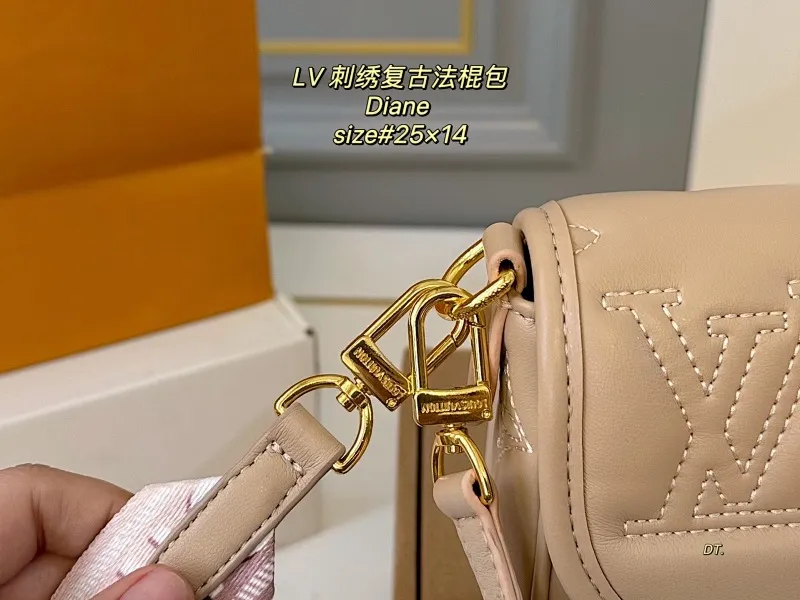All Categories Official Website "Brand Women's Bags" Women's Bags 💙 LV 2025 New LV Embroidery 🪡Diane Retro Baguette Bag