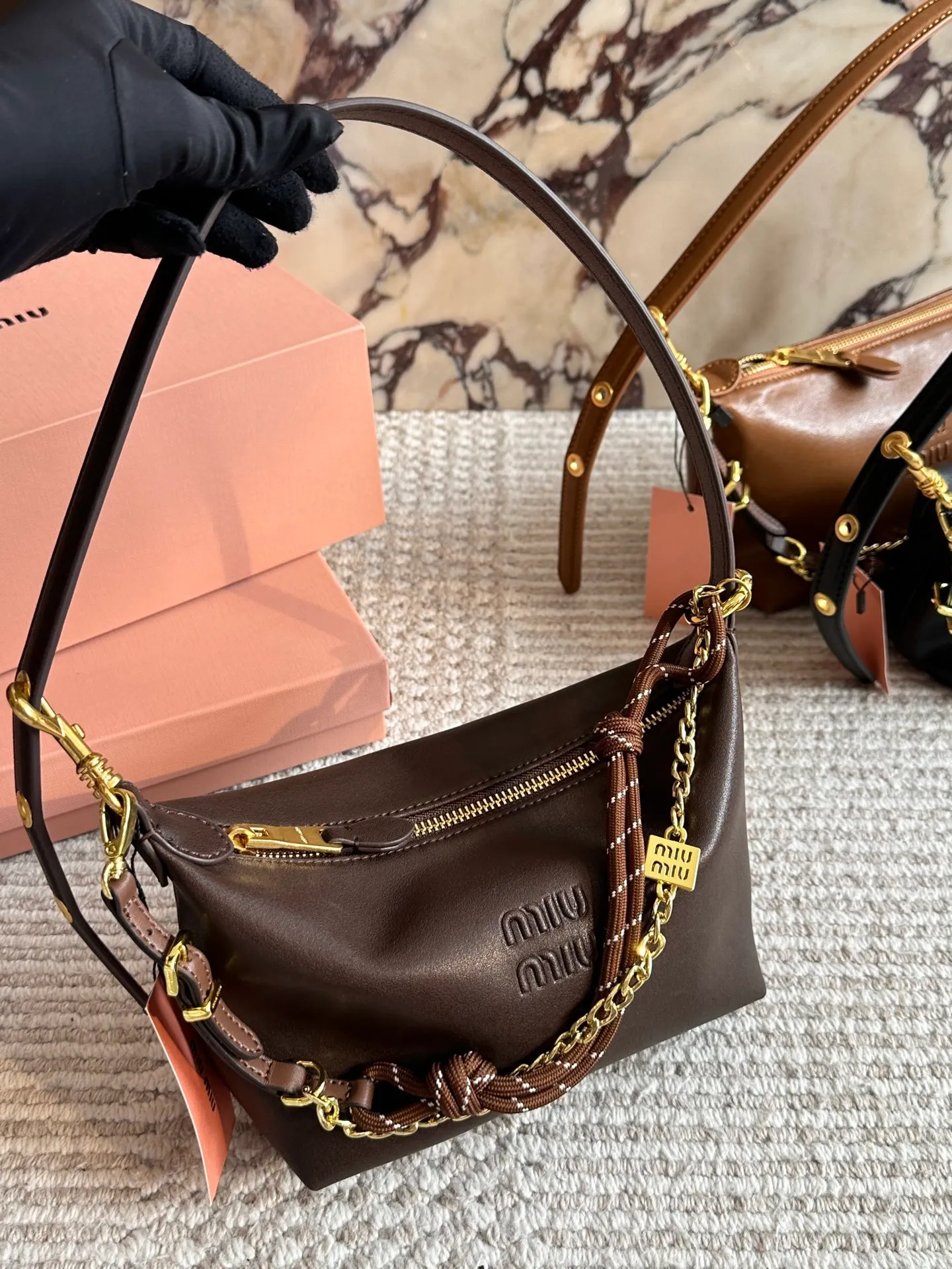 All Categories Official Website "Brand Women's Bags" Women's Bags 💙 miumiu 2025 New MIUMIU Surf Rope Canvas Lunch Box Bag