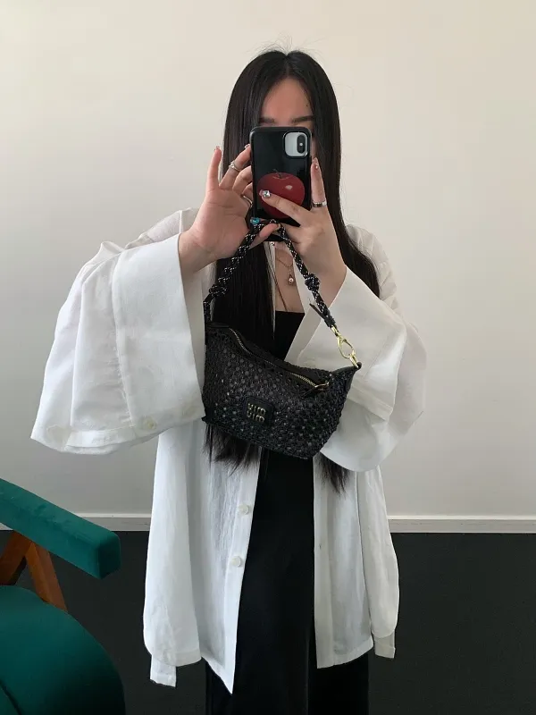 All Categories Official Website "Brand Women's Bags" Women's Bags 💙 miumiu 2026 official website miumiu hollow woven lunch box bag