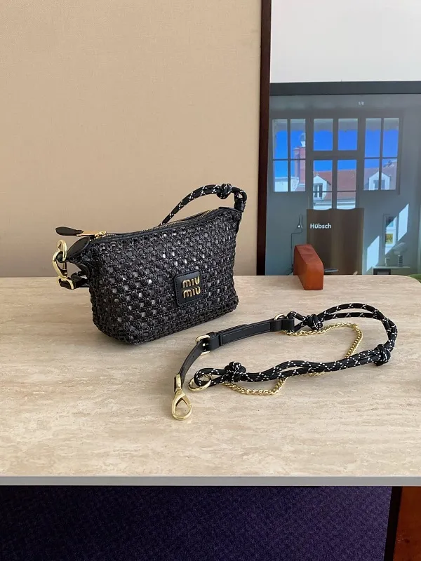 All Categories Official Website "Brand Women's Bags" Women's Bags 💙 miumiu 2026 official website miumiu hollow woven lunch box bag