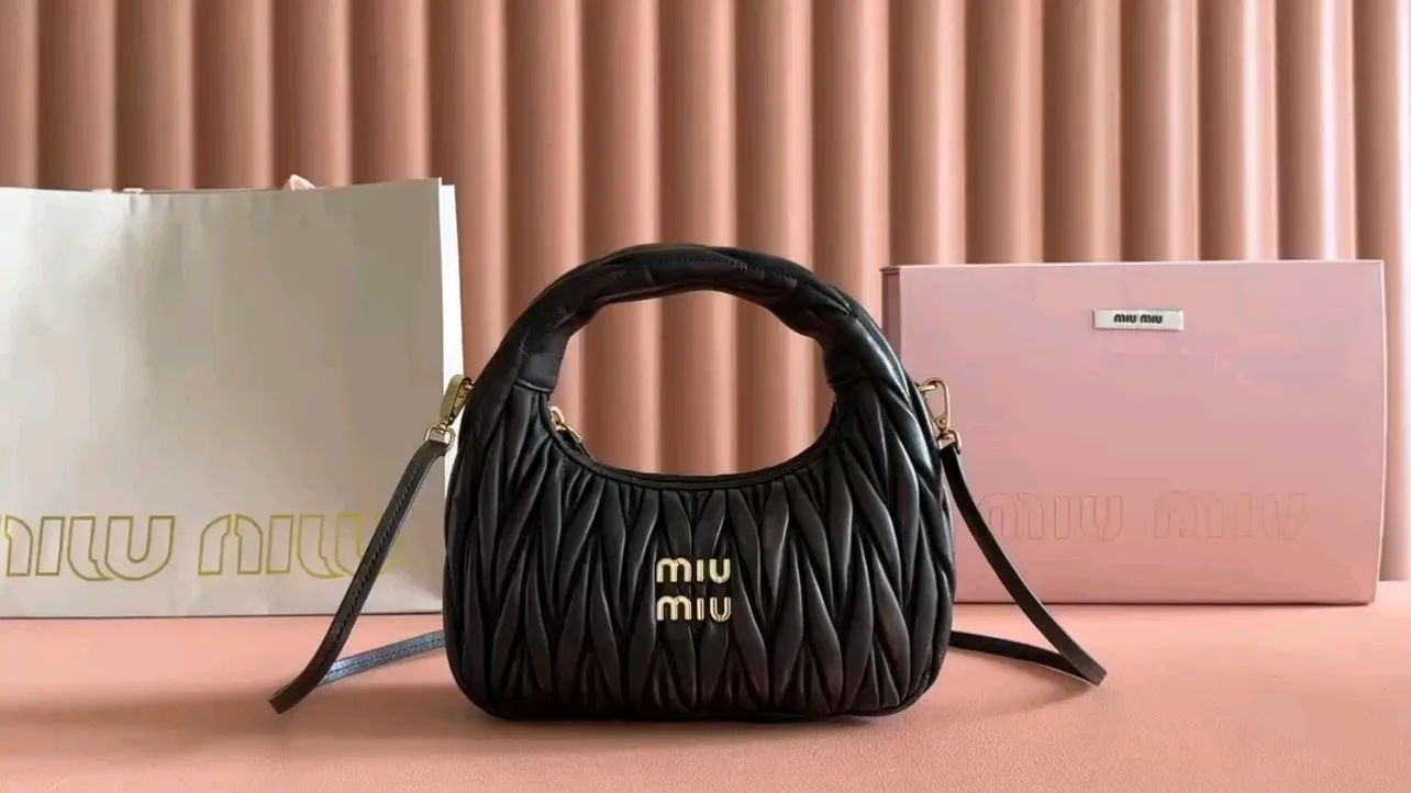 💋💋💋【Full set of packaging at the counter】5BC125 retro brown MiuMiu new product Miu