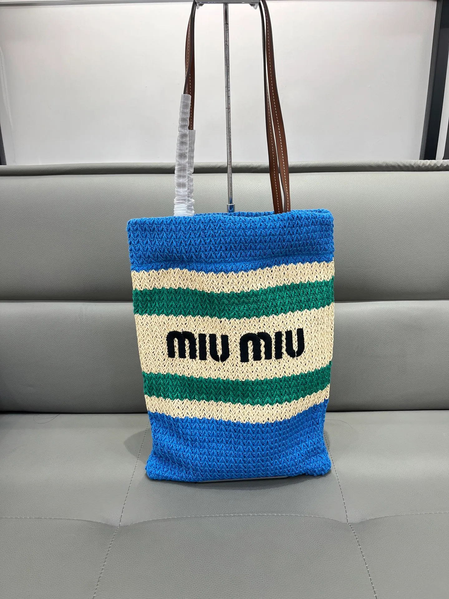 All Categories Official Website "Brand Women's Bags" Women's Bags 💙 miumiu 2026 official website miumiu straw woven tote bag