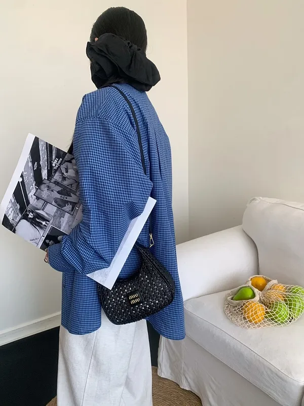 All Categories Official Website "Brand Women's Bags" Women's Bags 💙 miumiu 2026 official website miumiu hollow woven hobo bag
