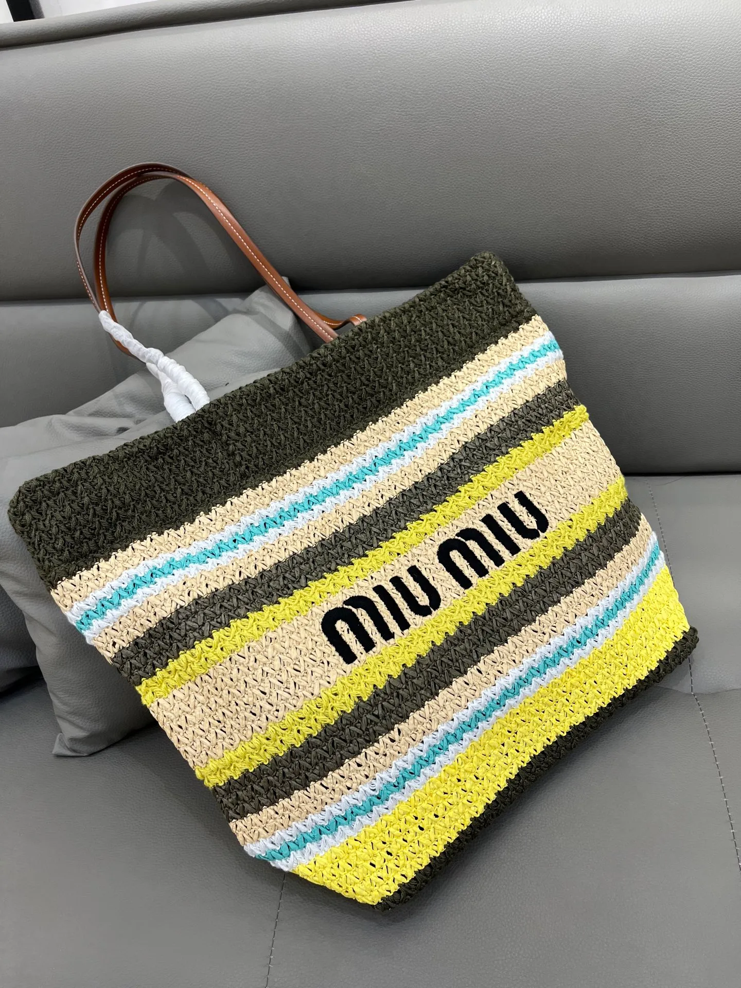 All Categories Official Website "Brand Women's Bags" Women's Bags 💙 miumiu 2026 official website miumiu straw woven tote bag