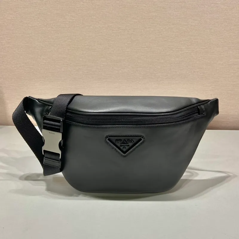 All categories 💚 Top version men’s bags 💚 PRADA 2023 official latest version PRADA full leather waist bag