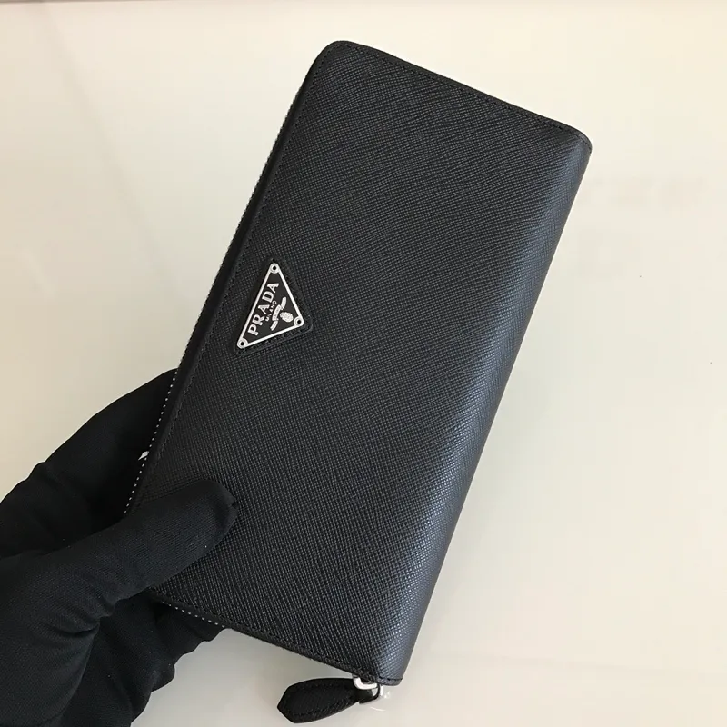 💰560;P Home➡️Cross-grain leather wallet, black, model 1ML506, unisex model, single quality, imported cross-grain cowhide, size 20×10.3cm, 175 steel stamp