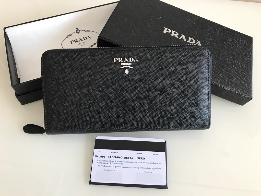 💰560, P Home➡️Cross-grain leather wallet, black, model 1ML506, unisex model, single quality, imported cross-grain cowhide, size 20×10.3cm, 175 steel stamp