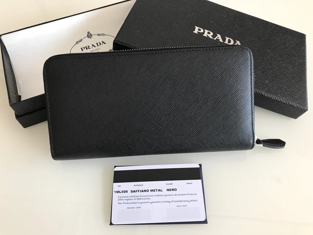 💰560, P Home➡️Cross-grain leather wallet, black, model 1ML506, unisex model, single quality, imported cross-grain cowhide, size 20×10.3cm, 175 steel stamp