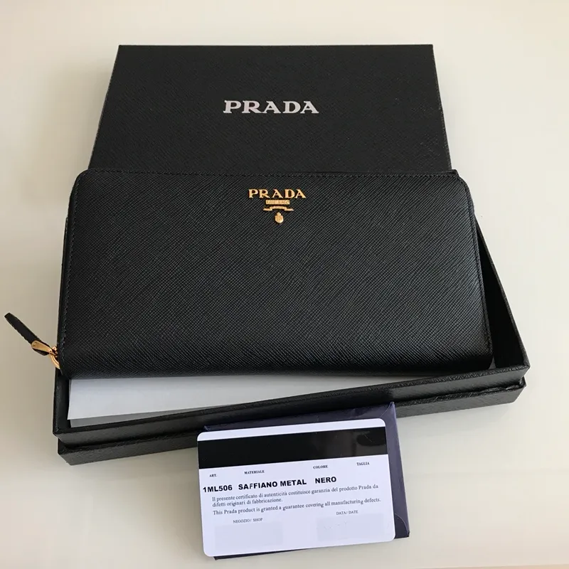 💰560, P Home➡️Cross-grain leather wallet, black, model 1ML506, unisex model, single quality, imported cross-grain cowhide, size 20×10.3cm, 175 steel stamp