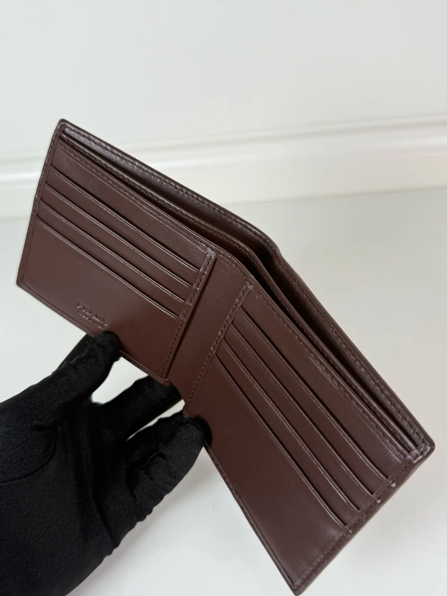 💰400, P Home➡️Men's short wallet, model 2M0513, made of suede + nylon fabric, eight card slots, length 11 and height 9.5cm