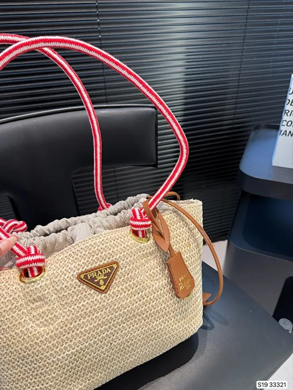 All Categories Official Website "Brand Women's Bags" Women's Bags 💙 PRADA 2025 New Prada Straw Tote Bag