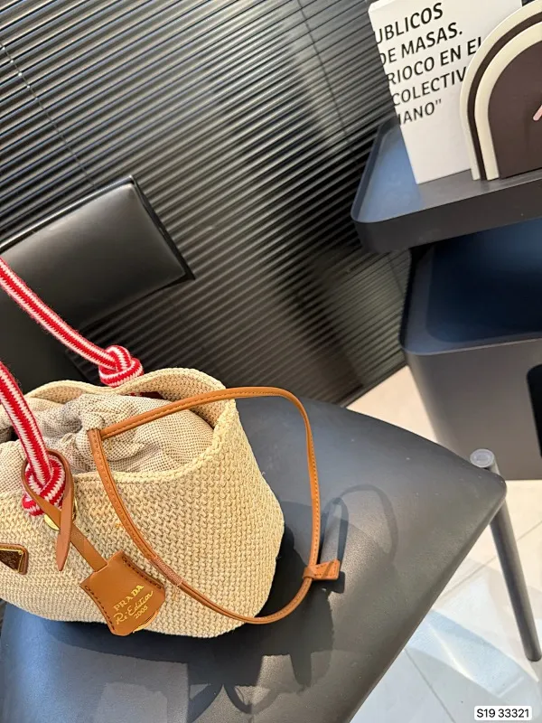 All Categories Official Website "Brand Women's Bags" Women's Bags 💙 PRADA 2025 New Prada Straw Tote Bag