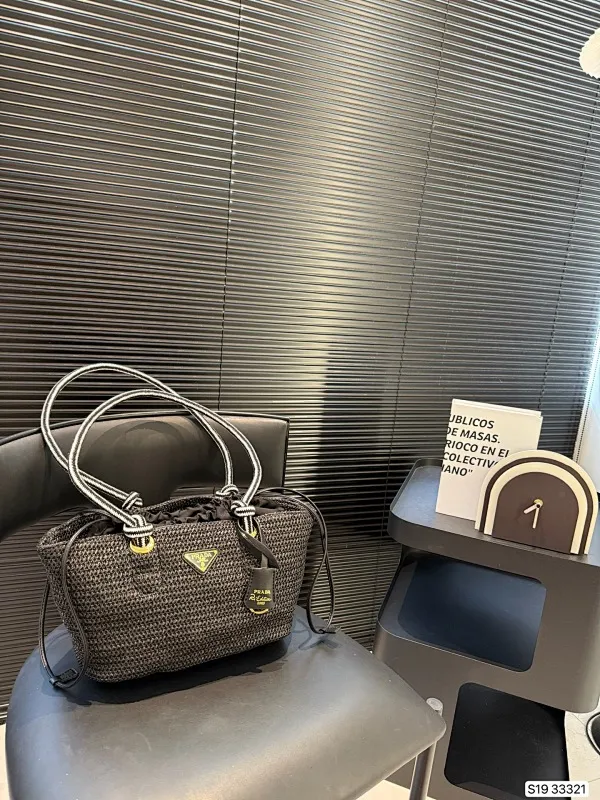 All Categories Official Website "Brand Women's Bags" Women's Bags 💙 PRADA 2025 New Prada Straw Tote Bag