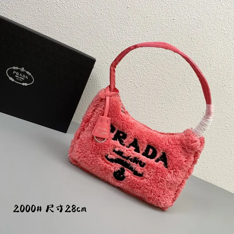 All categories Official website "Brand Women's Bags" Women's Bags 💙 PRADA replica PRADA, fine imitation PRADA bags, PRADA shoulder bags, 2023 official latest version PRADA armpit bag, lamb wool, bag factory, original material, size: 27-18-6CM
