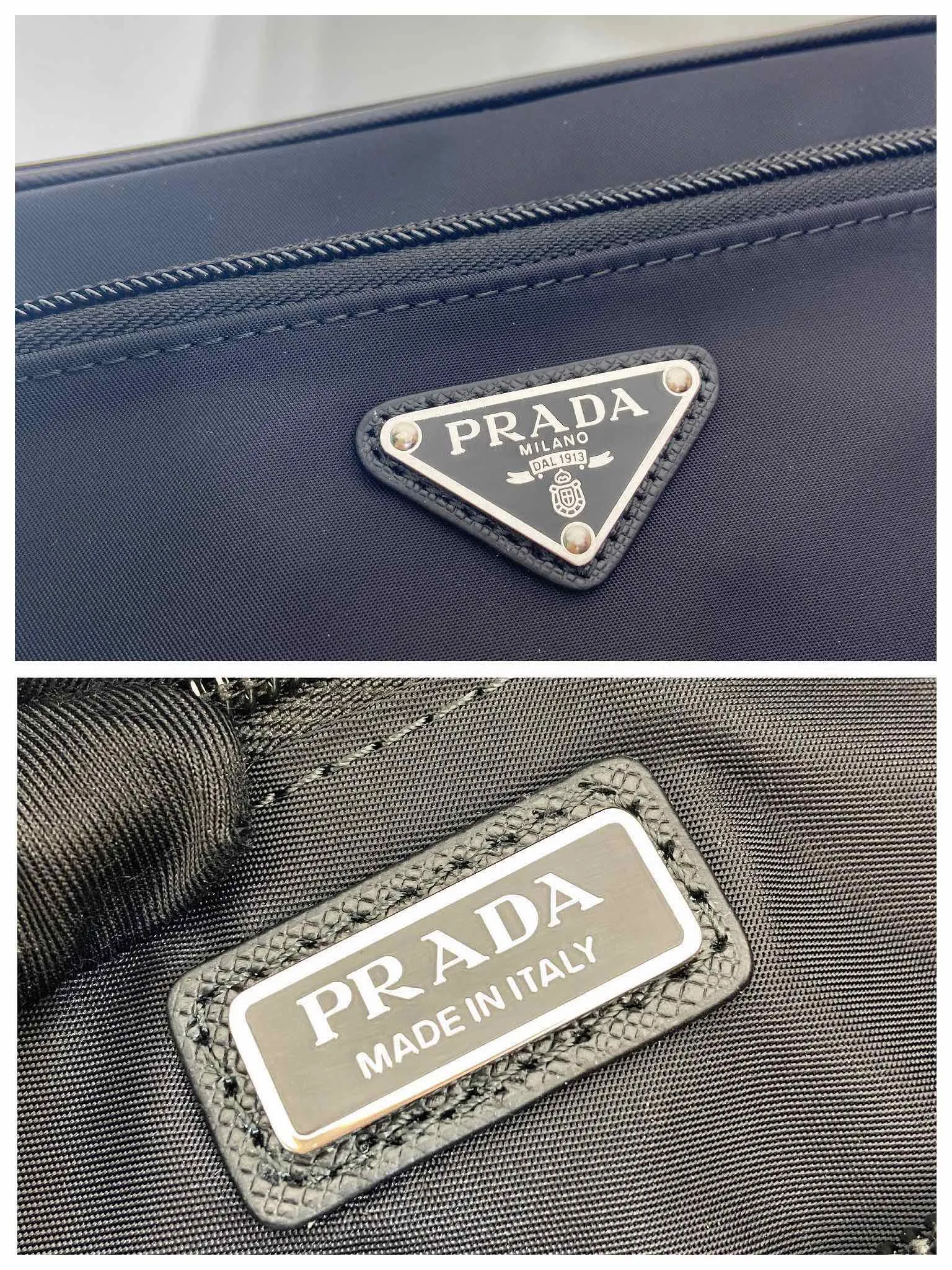 P¥420 [Dongguan Factory Special] 🎉 New toiletry bag 🎉 2NA819 storage bag 🎉🎉 This travel storage bag is made of Re-Nylon regenerated nylon material, with a simple and elegant design. The storage bag is equipped with a top zipper, decorated with an enameled triangle logo and a Saffiano hand strap, and two external zippered pockets The internal zippered pocket is very practical. It can be used as a handbag or a travel storage/toilet bag. Baby, hurry up and get it🎉🎉 Length 22x Height 12.5x Bottom length 11🎉🎉🎉