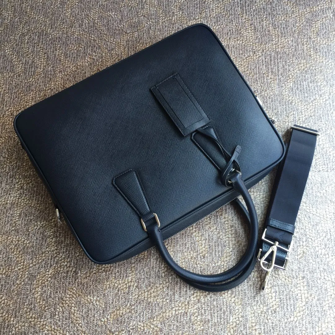 💰In 2000, P's men's bag comes out with a new style, VS0363B blue, the latest men's style, original item, imported thick cross pattern, full leather inside and outside, 175 OEM code, length 37X height 28x6cm