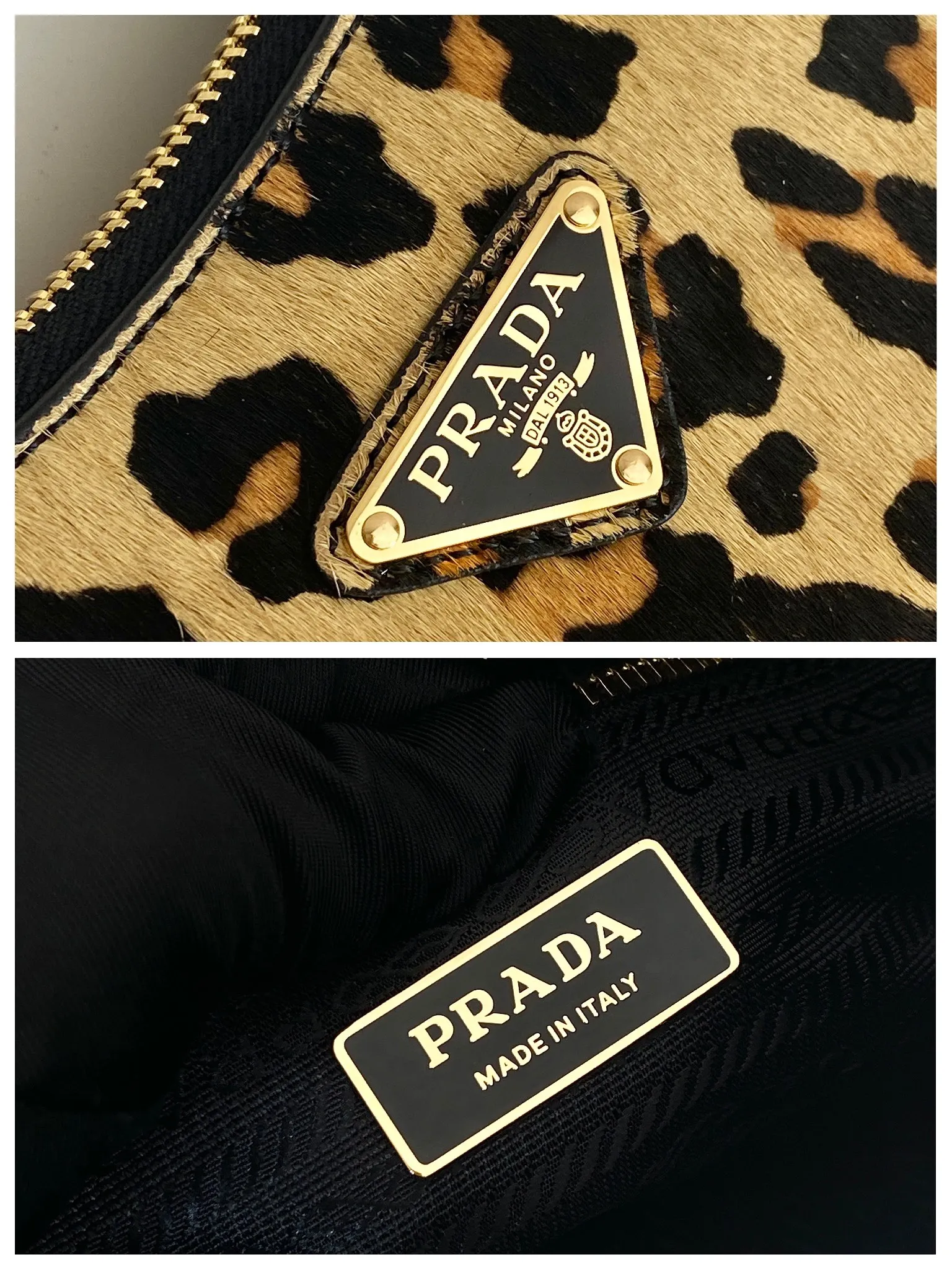 💰1460🎉New Aimee underarm bag🎉1BC229 leopard print🎉🎉 This Hobo underarm bag has a simple design, using leopard print to add personality. It has a metal triangular enamel logo on the front and a detachable leopard print shoulder strap. It is practical, lightweight and has a large capacity. It is high-end and versatile, and another fashion hit. Hurry up and get it, it’s so beautiful👏👏 Length 31x Height 18x ​​Bottom 10cm
