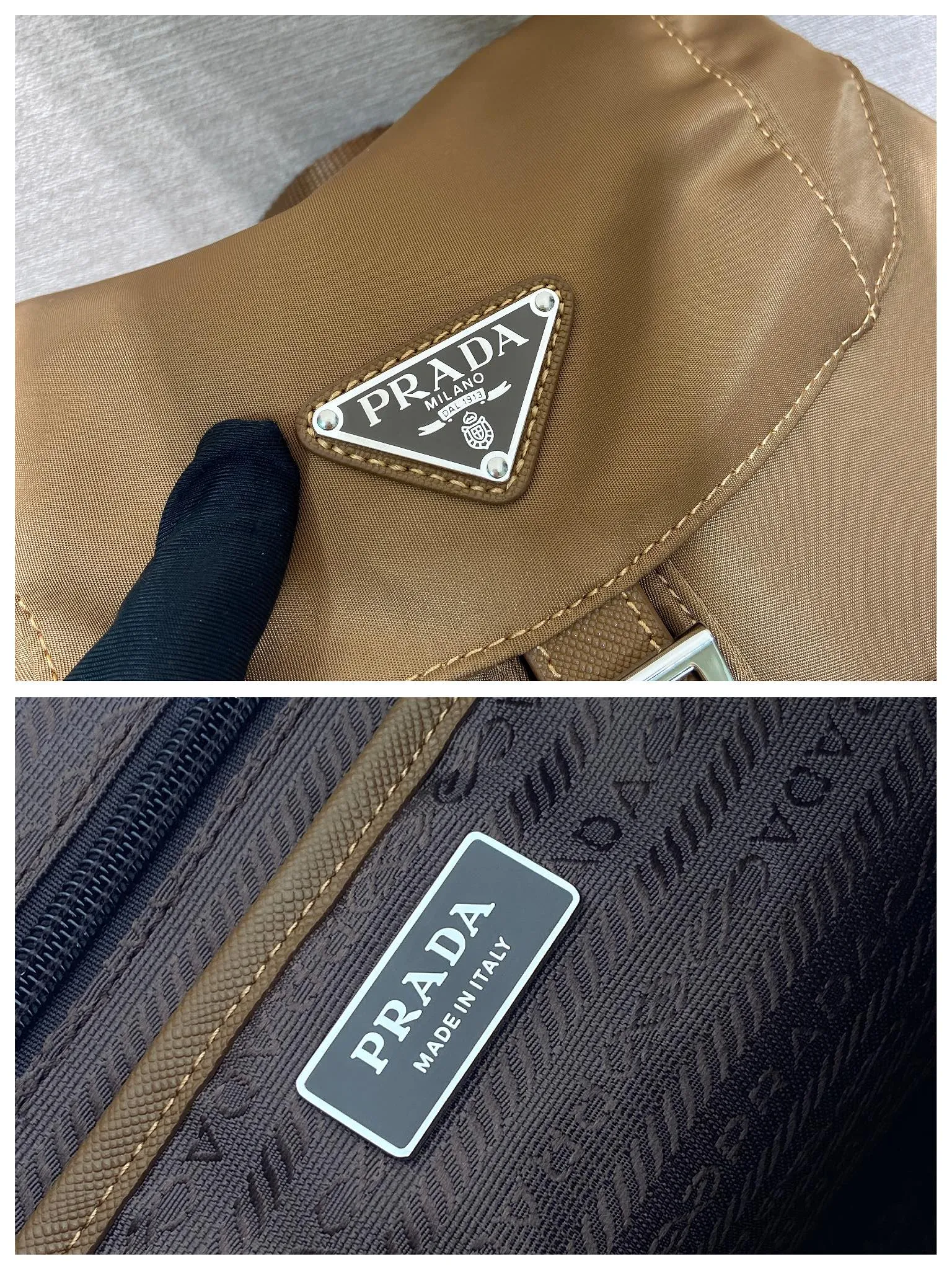 💰1120🎉New Backpack🎉1BZ811👍👍This nylon backpack is trimmed with exquisite Saffiano leather, a blend of multiple materials, and decorated with a triangle logo, highlighting fashionable elegance. It also comes with a detachable small handbag😘😘Light and practical, the upper body effect is super stylish, and it can be matched at will😘😘Fully upgraded nylon fabric👍👍Length 30x Height 32x Bottom 15cm👏👏👏💰💰💰