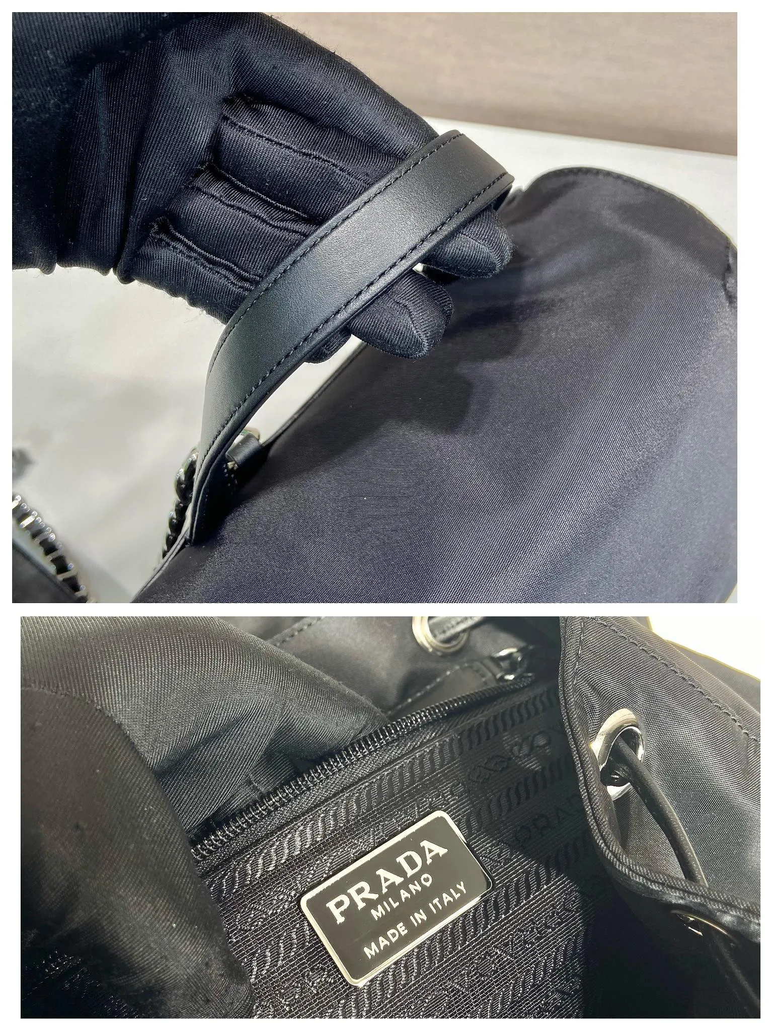 💰1260🎉Second-hand backpack🎉1BZ831 small🎉🎉 This one is made of imported nylon fabric/calf leather, top-grade imported Japanese iron, the upper body effect is very beautiful, lightweight and practical. Easy to space. Babies, hurry up and get it, it’s another hit that will never go out of style. Length 26x Height 27x Bottom 11cm🎉🎉🎉👏👏👏