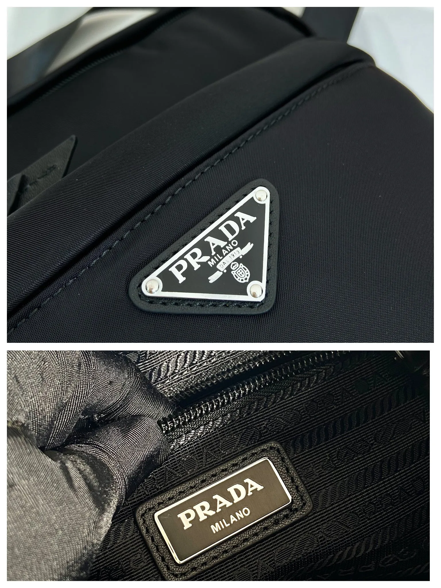 💰1060🎉New style🎉2VH038B messenger bag👏🏻👏🏻 This messenger bag is made of imported nylon fabric, with an internal logo plate and an external triangular enamel logo on the front. It has an adjustable fabric shoulder strap, a main zipper compartment, a front pocket and an inner zipper pocket. It is low-key, luxurious and versatile.