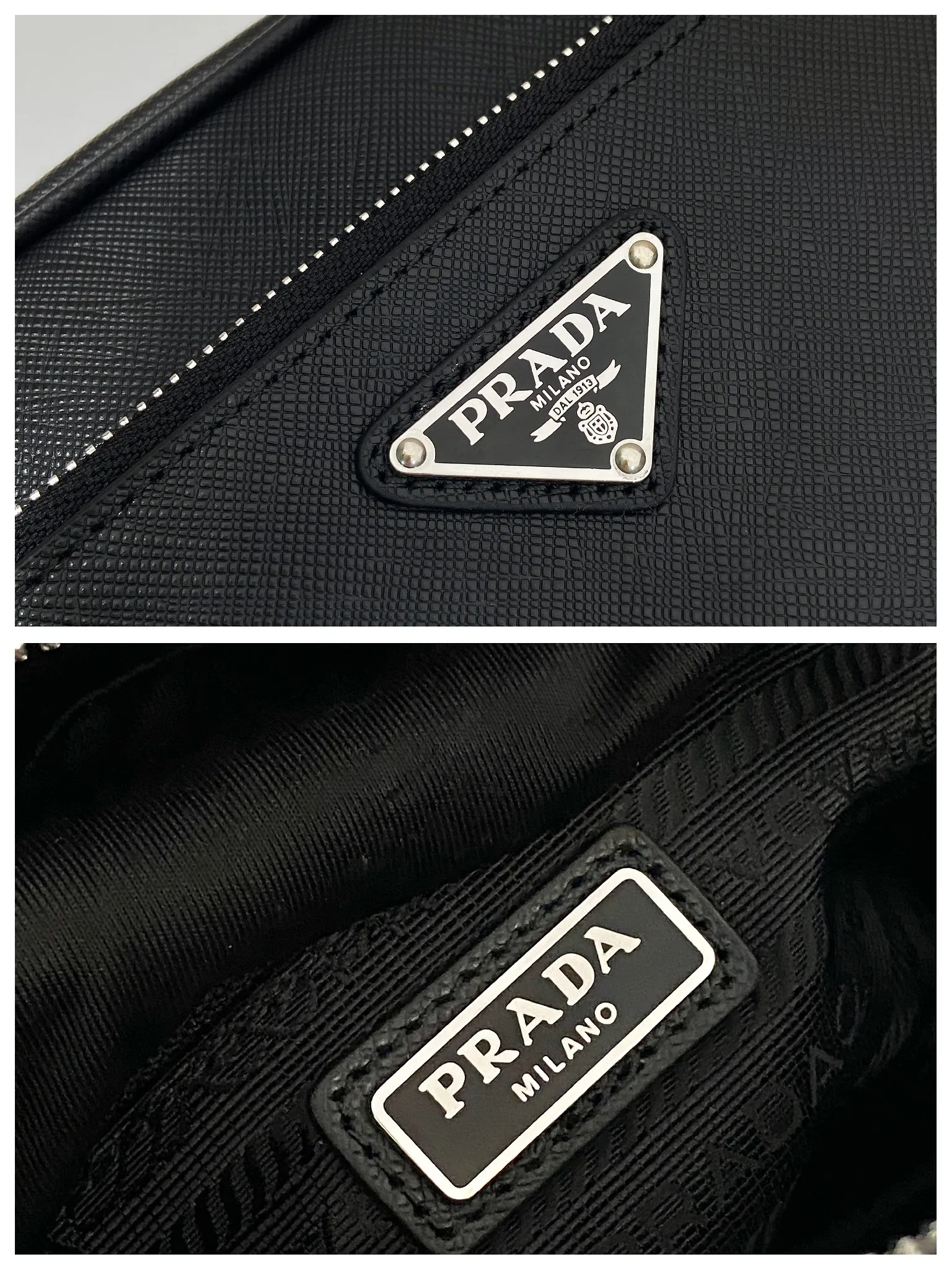 💰940🎉New toiletry bag🎉2NA819 cowhide🎉🎉 This travel storage bag is made of cross-grain cowhide, with a simple and elegant design. The storage bag is equipped with a top zipper, decorated with an enameled triangle logo and a Saffiano handle strap, and two external zippered pockets The internal zippered pocket is very practical. It can be used as a handbag or as a travel storage/toilet bag. Baby, hurry up and get it🎉🎉 Length 22x Height 12.5x Bottom Length 11🎉🎉🎉👏👏👏