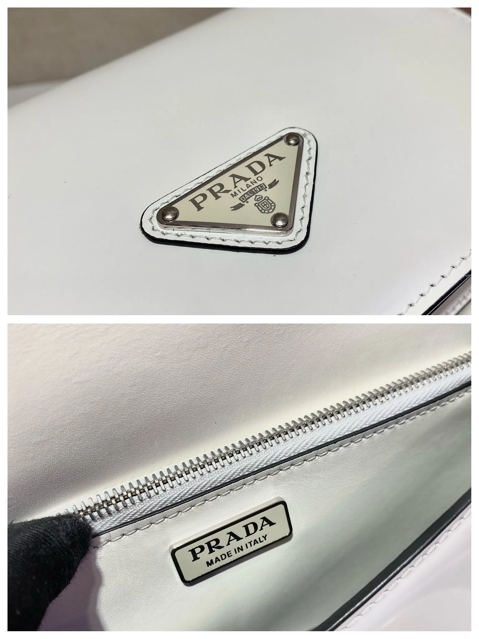 💰1300🎉New necklace bag🎉1BD307🎉🎉 This shoulder bag is made of traditional shiny leather, creating a simple silhouette, with a full sheepskin interior👏 adding a touch of exquisite texture. The iconic triangle logo originally adorned Mario's design. I love this detachable and adjustable chain shoulder strap (110cm long), which can also be used as a necklace decoration with clothes. The triangle mark in the middle is adjustable😘😘It’s so beautiful😘😘One pack can be used for two purposes👏👏Hurry up and get it🎉🎉 Length 19x Height 10.5x Bottom 3.5cm