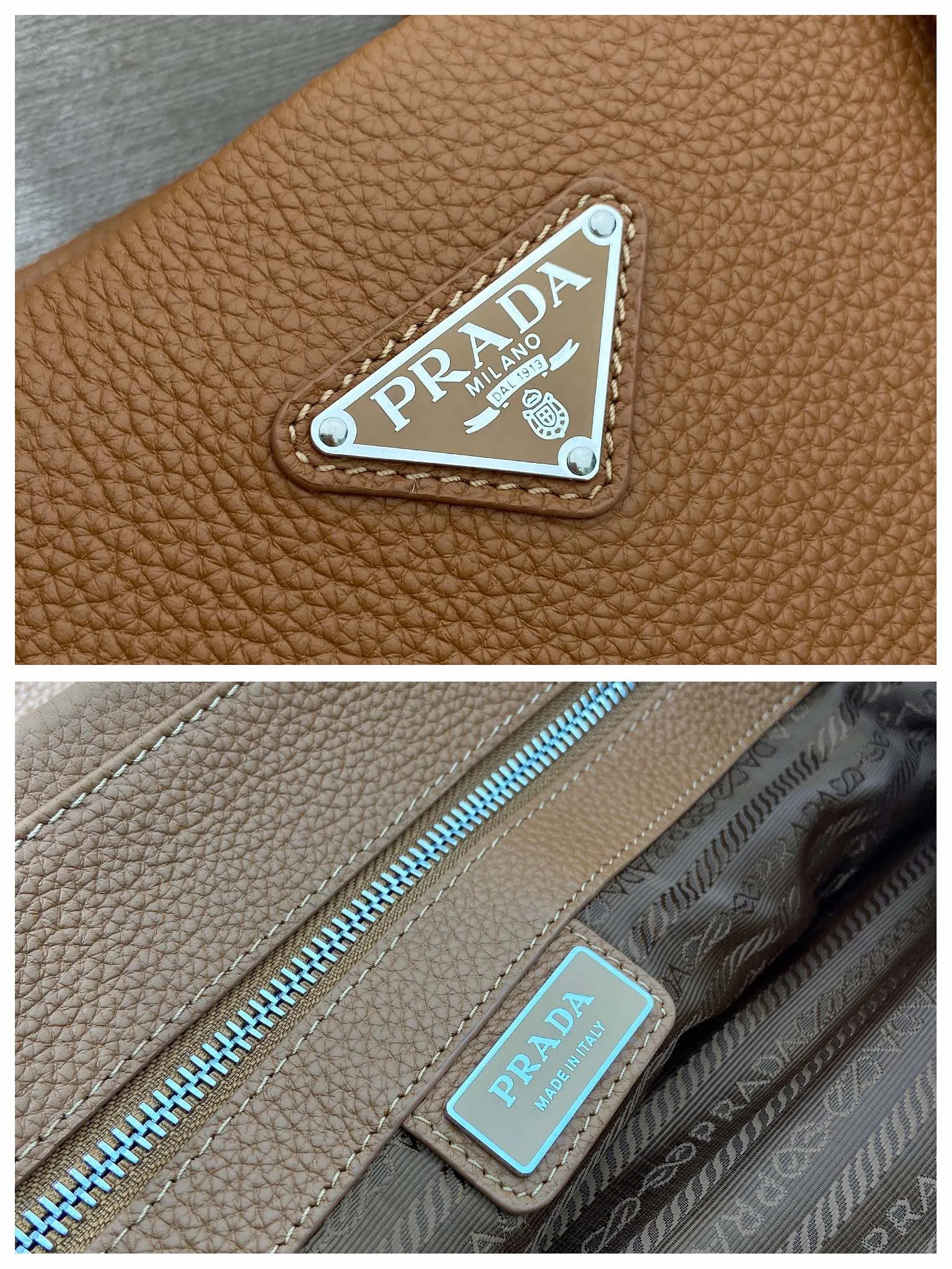 💰1780🎉New Tote Bag🎉2VG130 Men's Style🎉🎉 This tote leather tote bag has a simple silhouette, versatile style, spacious space, and is embellished with a unique enameled triangle metal logo. Made of imported deerskin pattern, detachable leather name tag and keychain, internal zipper pocket, recycled nylon logo printed lining, the tote bag that men have been longing for has finally arrived, hurry up and get it🎉🎉 Length 38x Height 37x Bottom 12cm🎉🎉🎉💰💰💰