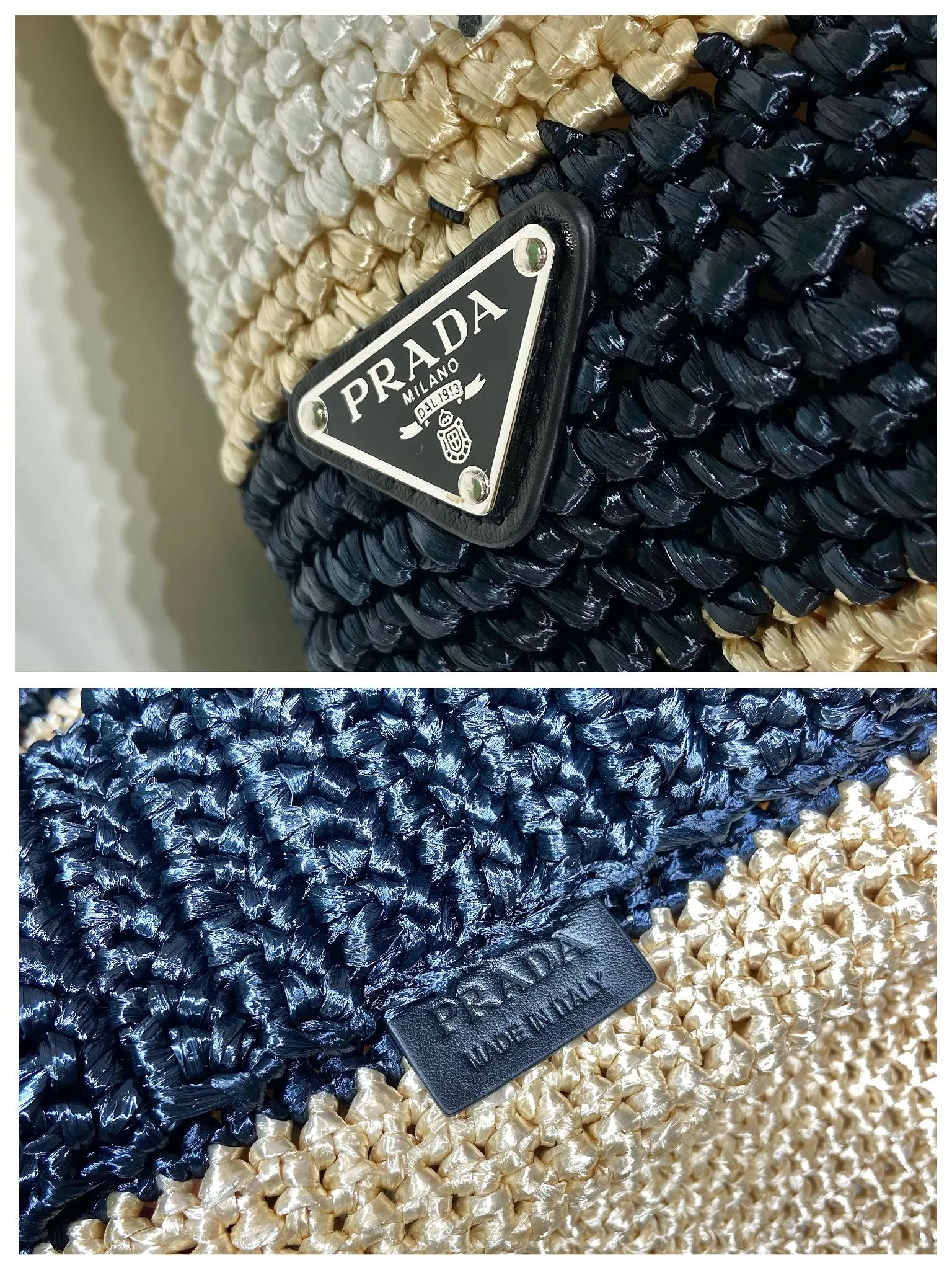 💰2100👏Fiber Tote Bag👏1BG408 stitching color👏👏 This fiber tote bag is designed with imported raffia and is very handmade. The contrasting color splicing lines make it more fashionable/exquisite. Each bag is woven by hand with professional technology. 😘😘It is lightweight and spacious, so it has a summer style. The effect of various matching clothes is very beautiful. Length 49x height 35x bottom 15cm