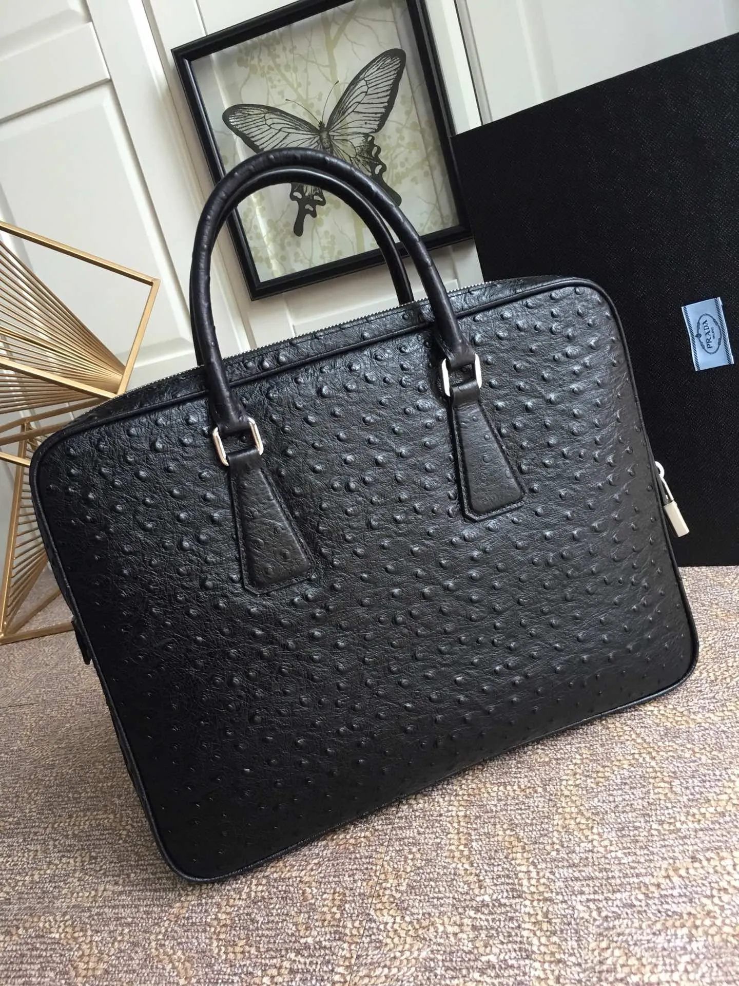 💰2360, P’s new men’s bag [color][color][color], 2VE368 ostrich pattern🎉🎉🎉, made of imported cowhide ostrich pattern, imported sheepskin inside, Top hardware, 175 OEM code, light and fashionable, men's needs, length 36x height 28cm bottom 4cm, 💪💪💪[红包][红包][红包]