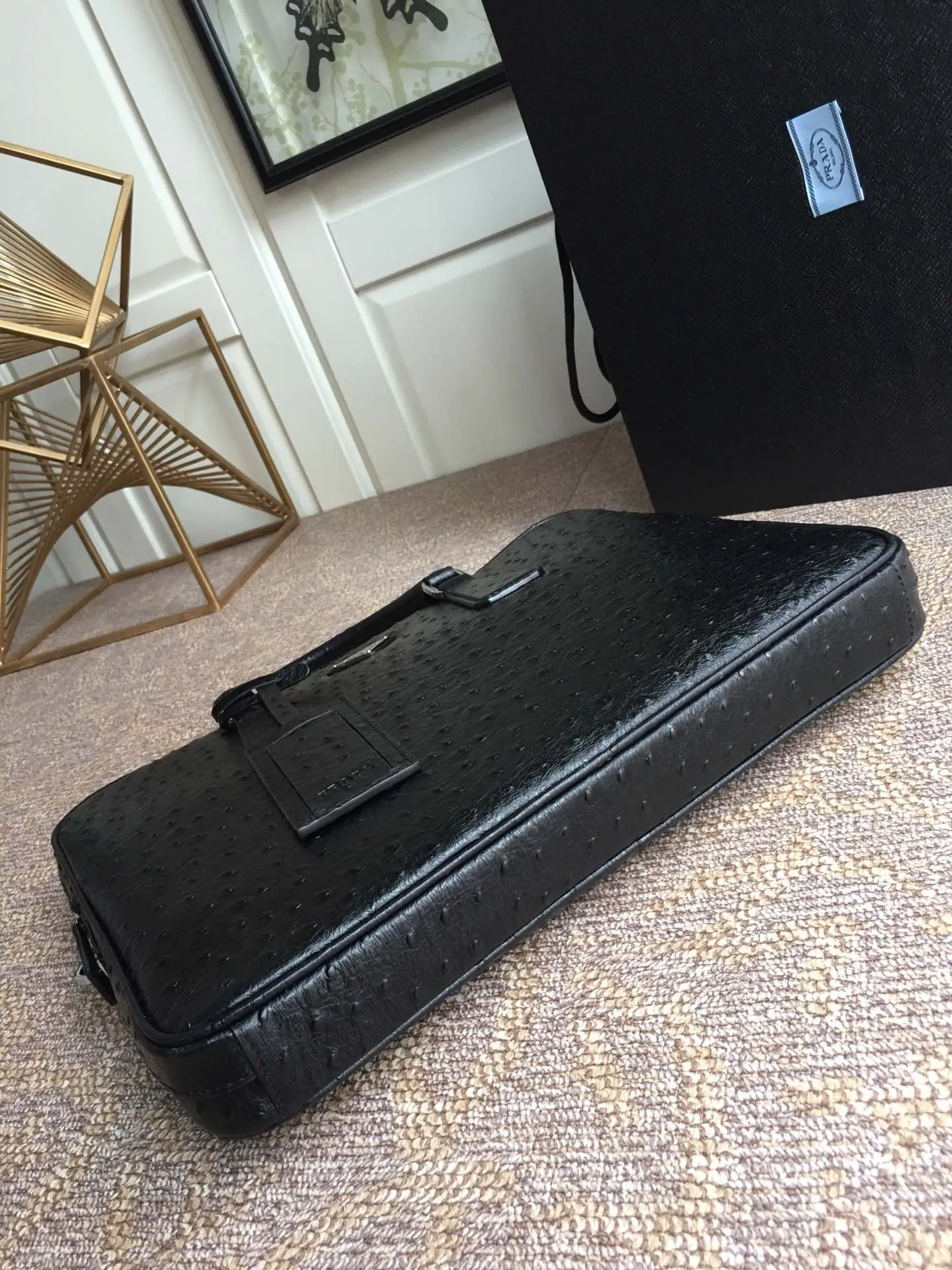 💰2360, P’s new men’s bag [color][color][color], 2VE368 ostrich pattern🎉🎉🎉, made of imported cowhide ostrich pattern, imported sheepskin inside, Top hardware, 175 OEM code, light and fashionable, men's needs, length 36x height 28cm bottom 4cm, 💪💪💪[红包][红包][红包]