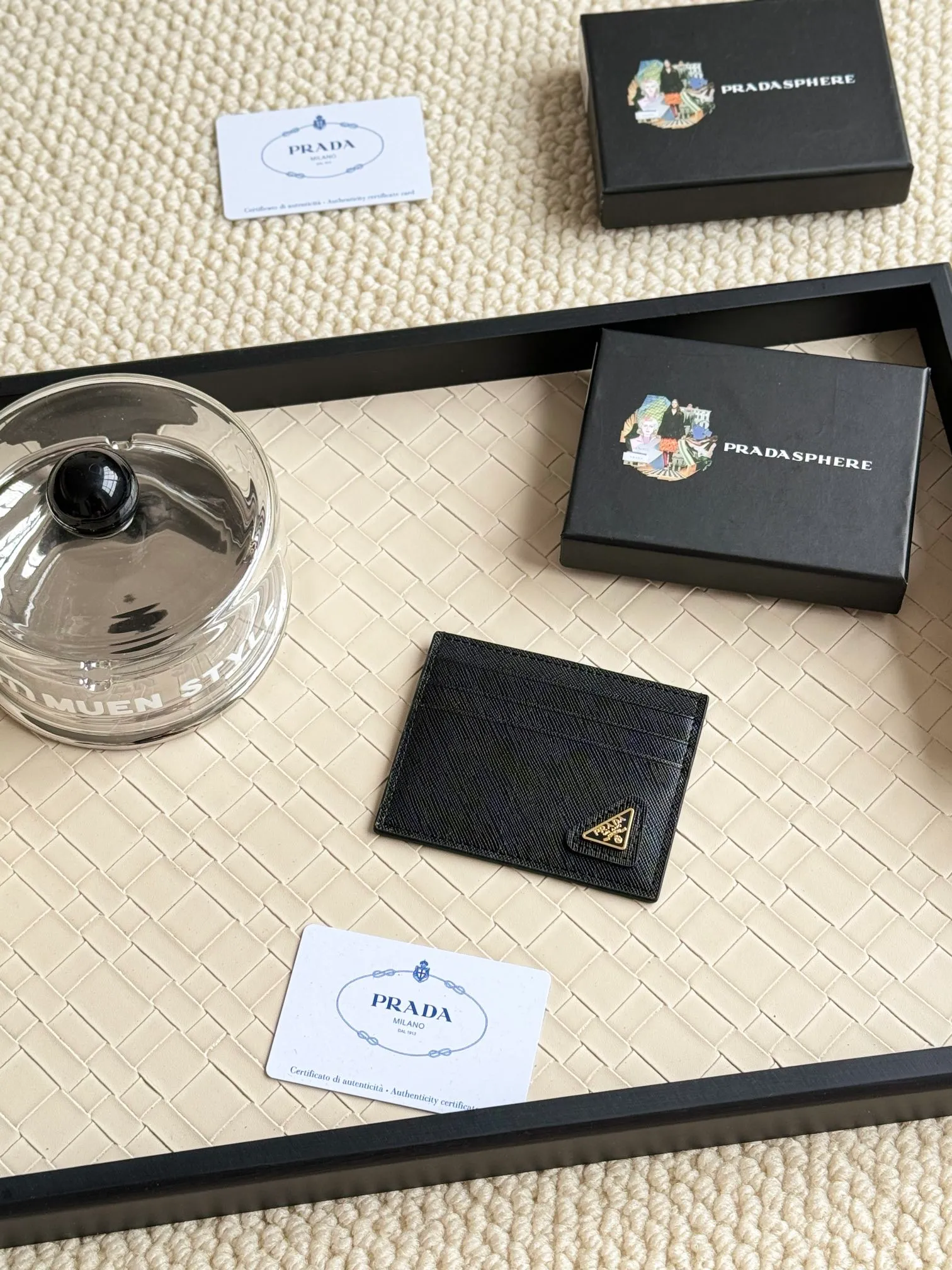 💰100prada popular card holder, unisex small card holder, black, model 1MC025, oblique triangle, made of cross-grain cowhide, 6 card slots ➕ one middle compartment, can hold multiple cards and zeros 💰, size 11.2×8.5cm, real shot, what you see is what you get