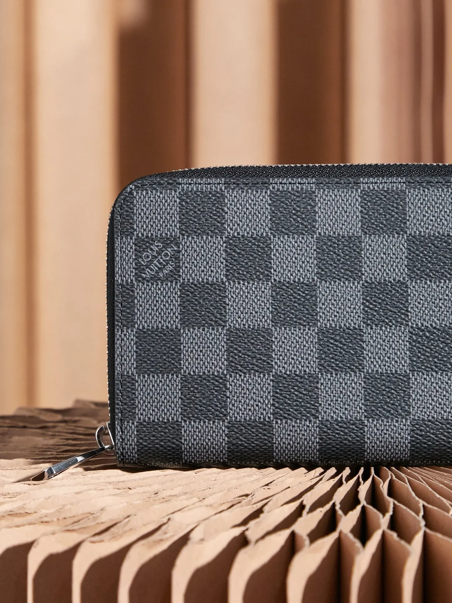 P¥300👉nfc163C01 dynamic chip version👈 [Top inspection-free] N41661 black grid zipper wallet 60017 Work details: For reference