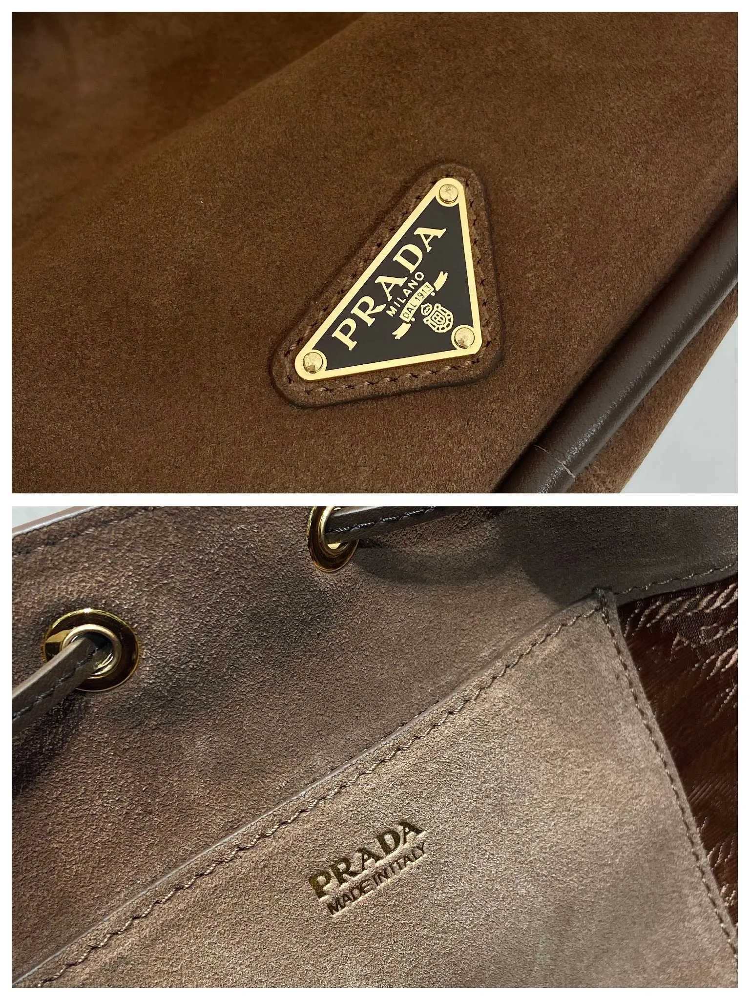 💰1320🎉New bucket bag🎉1BE087 suede leather🎉🎉 This bucket bag is made of suede leather and equipped with a detachable long shoulder strap for multiple carrying methods. It can be carried by hand or shoulder strap. The bag mouth is designed with a drawstring. It is highly functional and perfect. It has a large space and the upper body effect is beautiful and fashionable. Baby, hurry up and get it🎉🎉 Length 22x Height 21x Bottom 10.5cm🎉🎉🎉💰💰💰