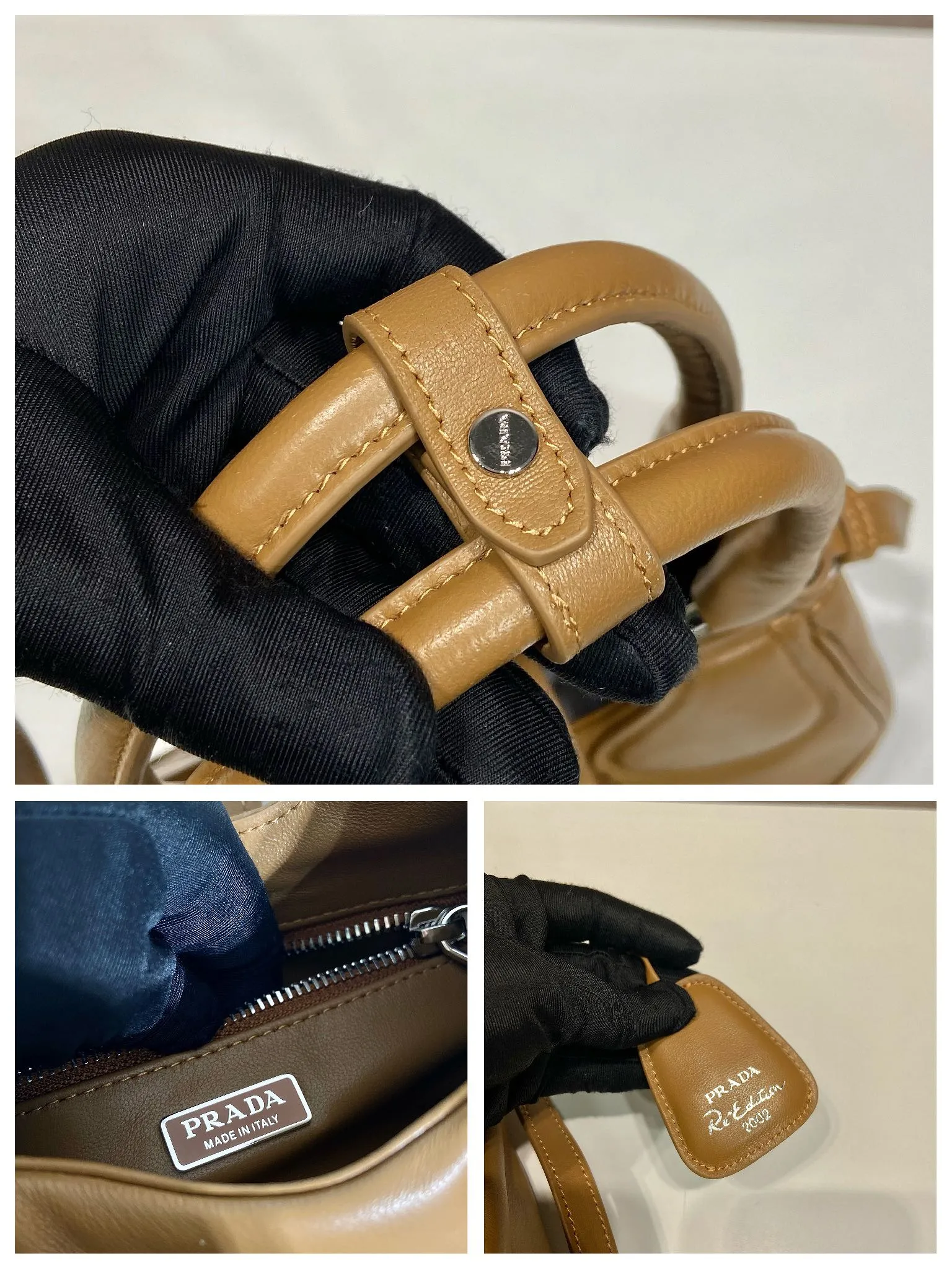 💰1660🎉New Moon handbag🎉1BA381 full lambskin🎉🎉 This Moon handbag is designed with imported lambskin, and the interior is also full sheepskin👏 It is equipped with a 100 cm detachable and adjustable long leather shoulder strap, which can be carried by hand or on the shoulder, a detachable leather keychain, and a triangle logo magnetic buckle/lace closure on the front. It is lightweight and practical, and the upper body effect is cool/fashionable. Another popular style that will never go out of style🎉🎉Hurry up and get it🎉 Length 22.5x Height 16x Bottom 7.5cm