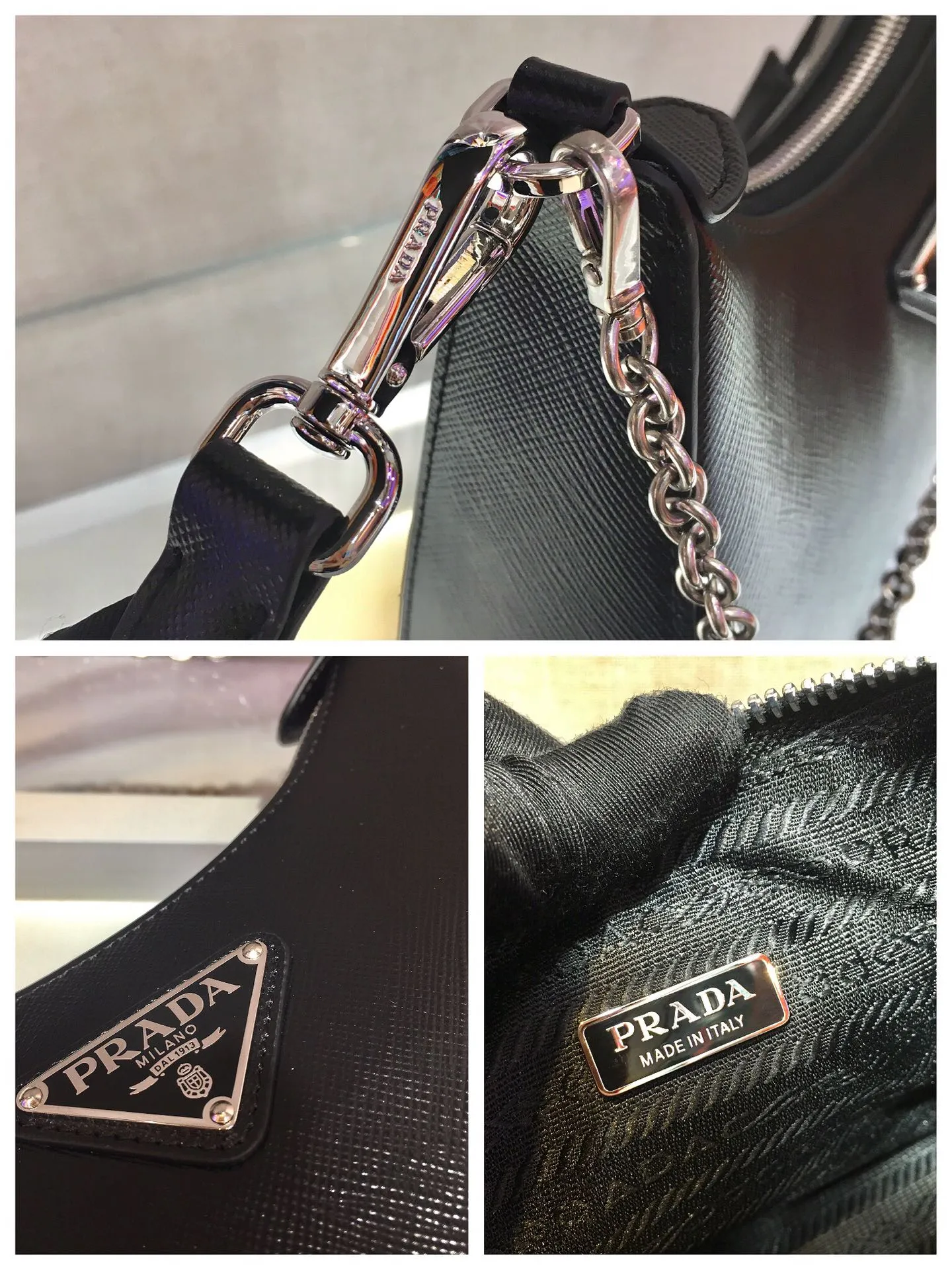 💰1300🎊Full leather three-in-one🎊New 1BH204 full leather, nylon Hobo hand/armpit bag😘😘The full leather hobo that has become popular in the fashion circle due to the crazy cultivation of Internet celebrity sisters has a new model! 👏👏The design of this all-leather Hobo bag is great👍👍One bag with three uses😘😘waist bag/crossbody/single shoulder bag👍👍The handle is replaced by a chain, which makes the underarm bag a little more sexy. It also has a long shoulder strap. What I love most is that there is a small pendant (small bag) hanging on the shoulder strap, which can also be hung on other bags and pants as accessories. 🙊🙊There is no problem in matching various clothes in normal times😘😘Babies, hurry up and get it, it’s so beautiful🙊🙊Dimensions: length 23x height 17x bottom 6.5cm👏👏👏