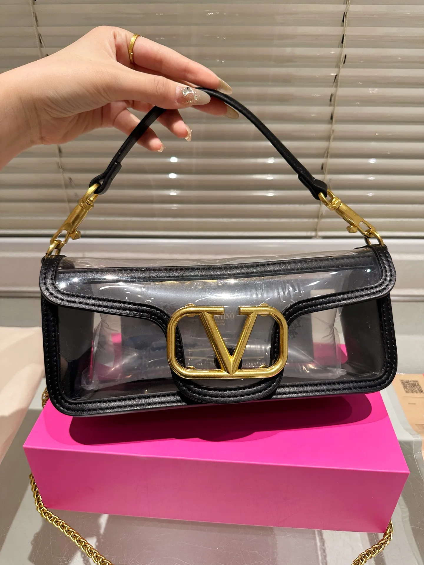 Large P350 folding box ⚠️Size 27.10 Valentino, versatile classic, exquisite one, transparent bag, really super invincible and cute, full of fairy spirit, a must-have for girls every day