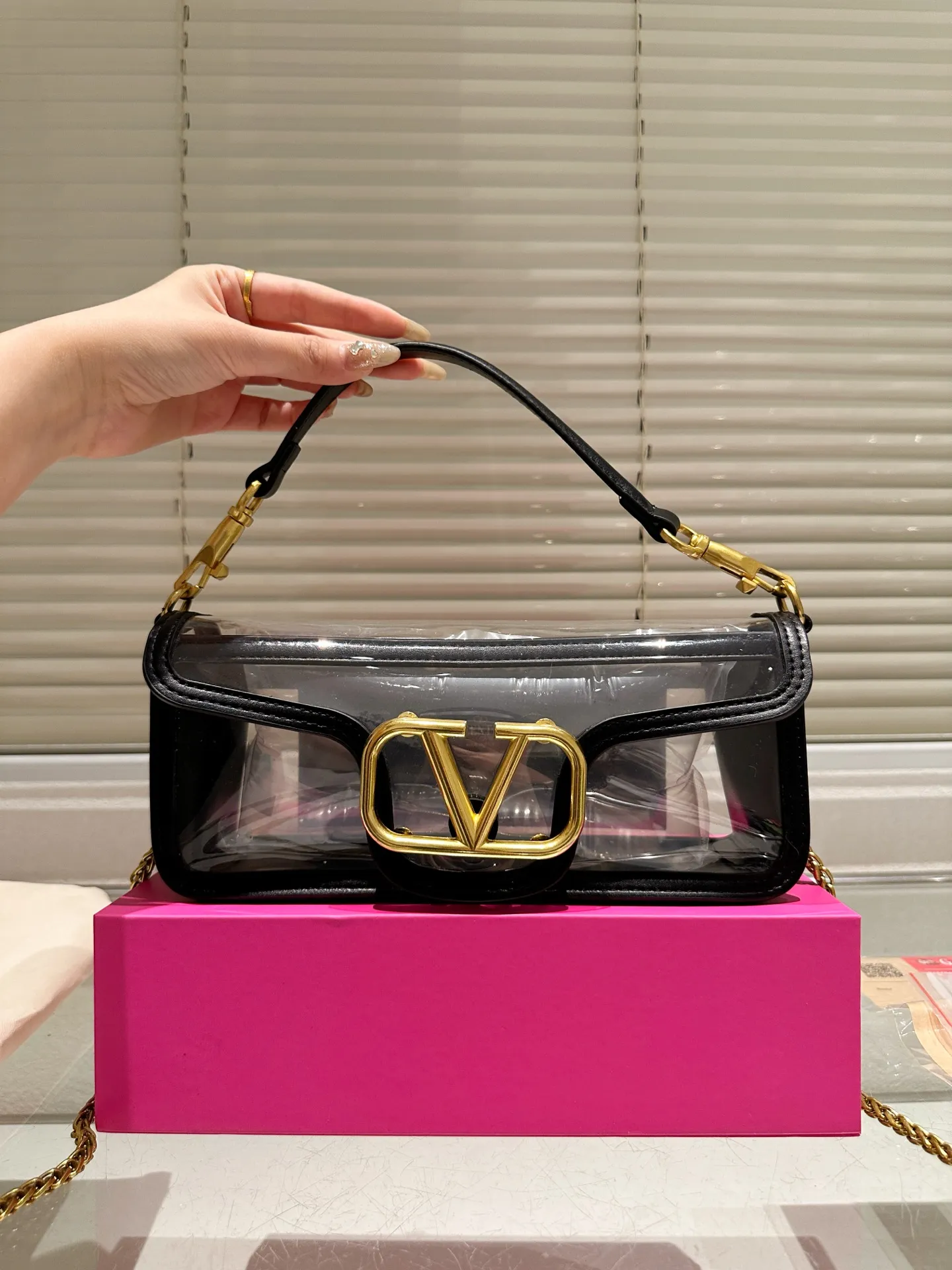 Large P350 folding box ⚠️Size 27.10 Valentino, versatile classic, exquisite one, transparent bag, really super invincible and cute, full of fairy spirit, a must-have for girls every day
