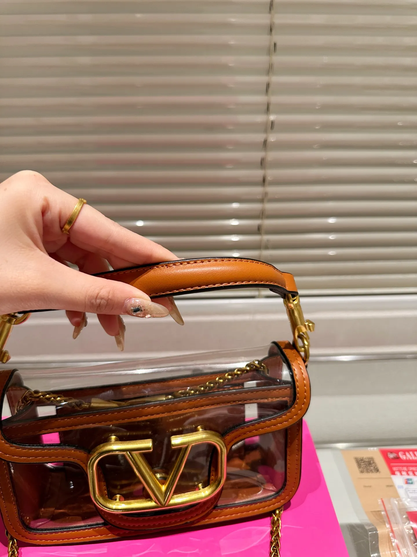 Small P340 folding box ⚠️ size 20.9 Valentino, versatile classic, exquisite one, transparent bag, really super invincible and cute, full of fairy spirit, a must-have for girls every day