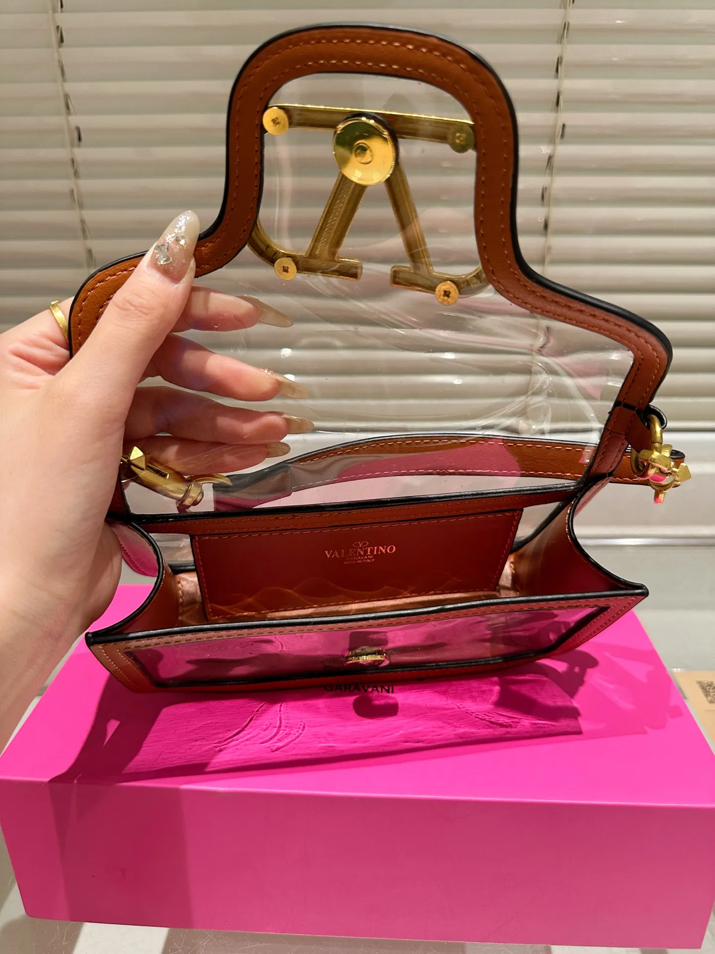 Small P340 folding box ⚠️ size 20.9 Valentino, versatile classic, exquisite one, transparent bag, really super invincible and cute, full of fairy spirit, a must-have for girls every day