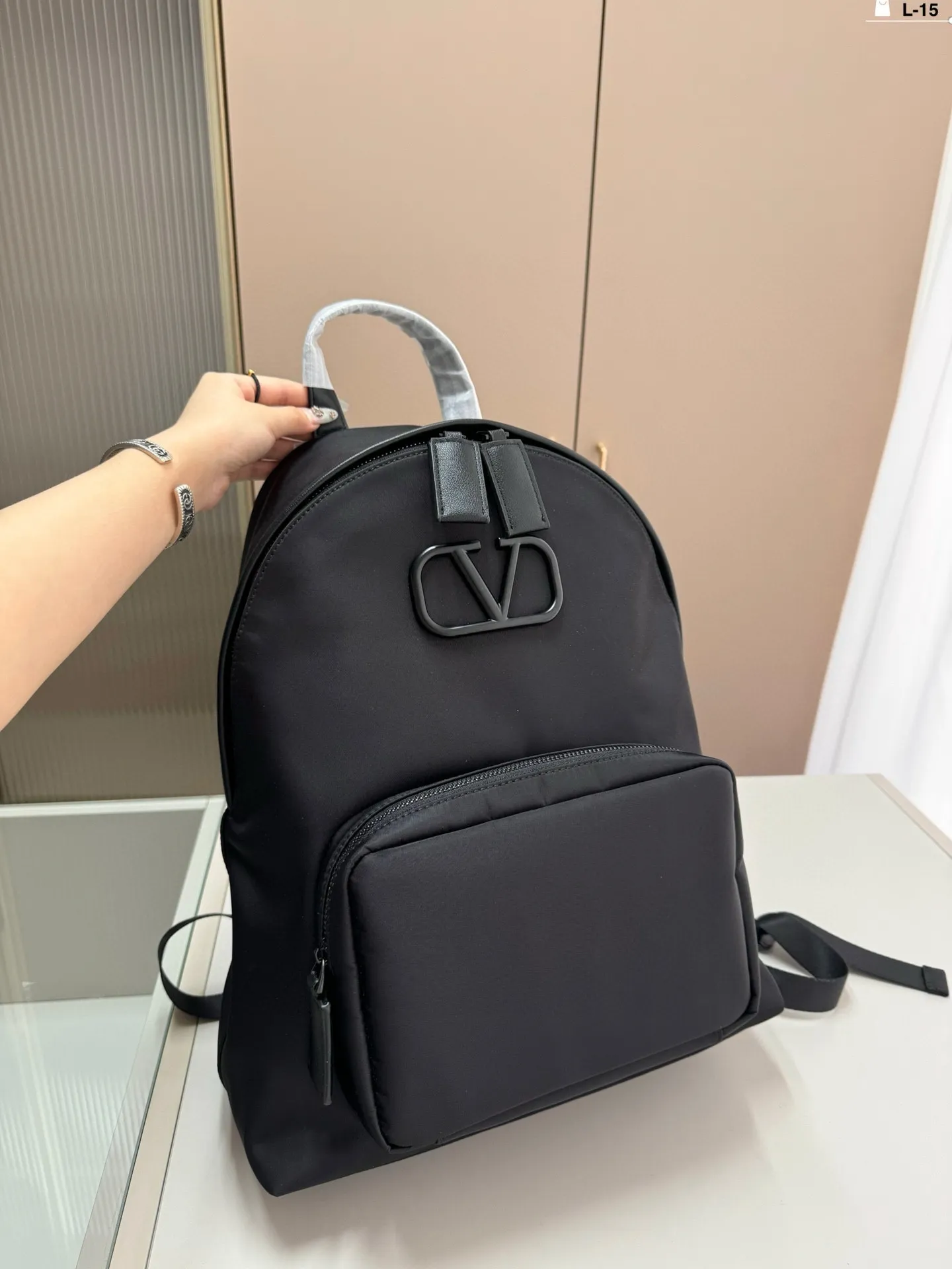 💰p320 Valentino VLTN printing rivet heavy craftsman backpack unisex backpack made of exquisite inlay work L-15 size 33.15.41