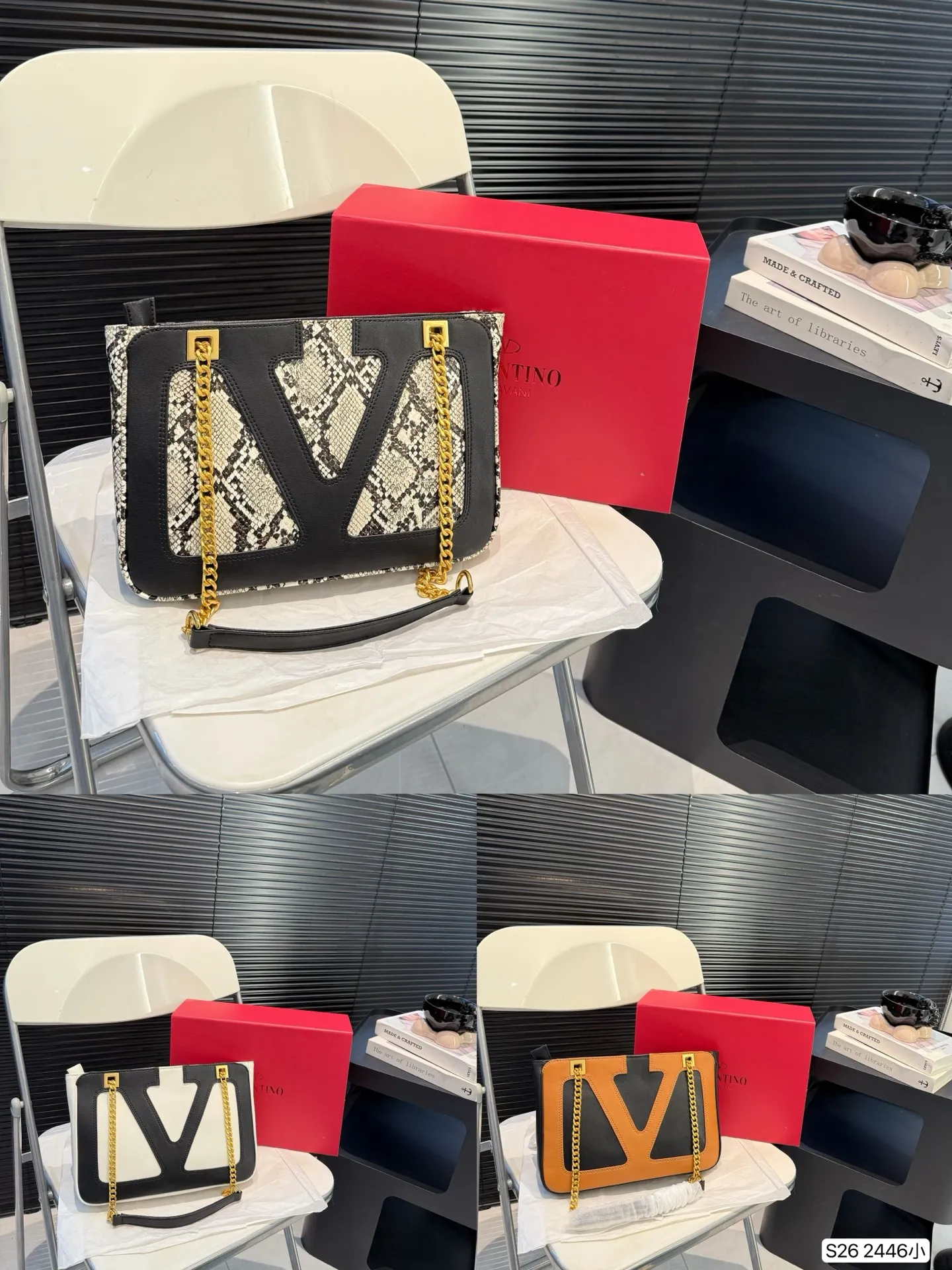 P360 comes with a folding box. Stars interpret the Valentino Viva Superstar bag. The eye-catching V Logo makes it highly recognizable. The outline of the bag is square and orderly. The color matching and sliding chain add to the retro texture. Hello Michele #Valentino2025 Early Spring Series Size: Small 28 19 Item No. 2446 Small