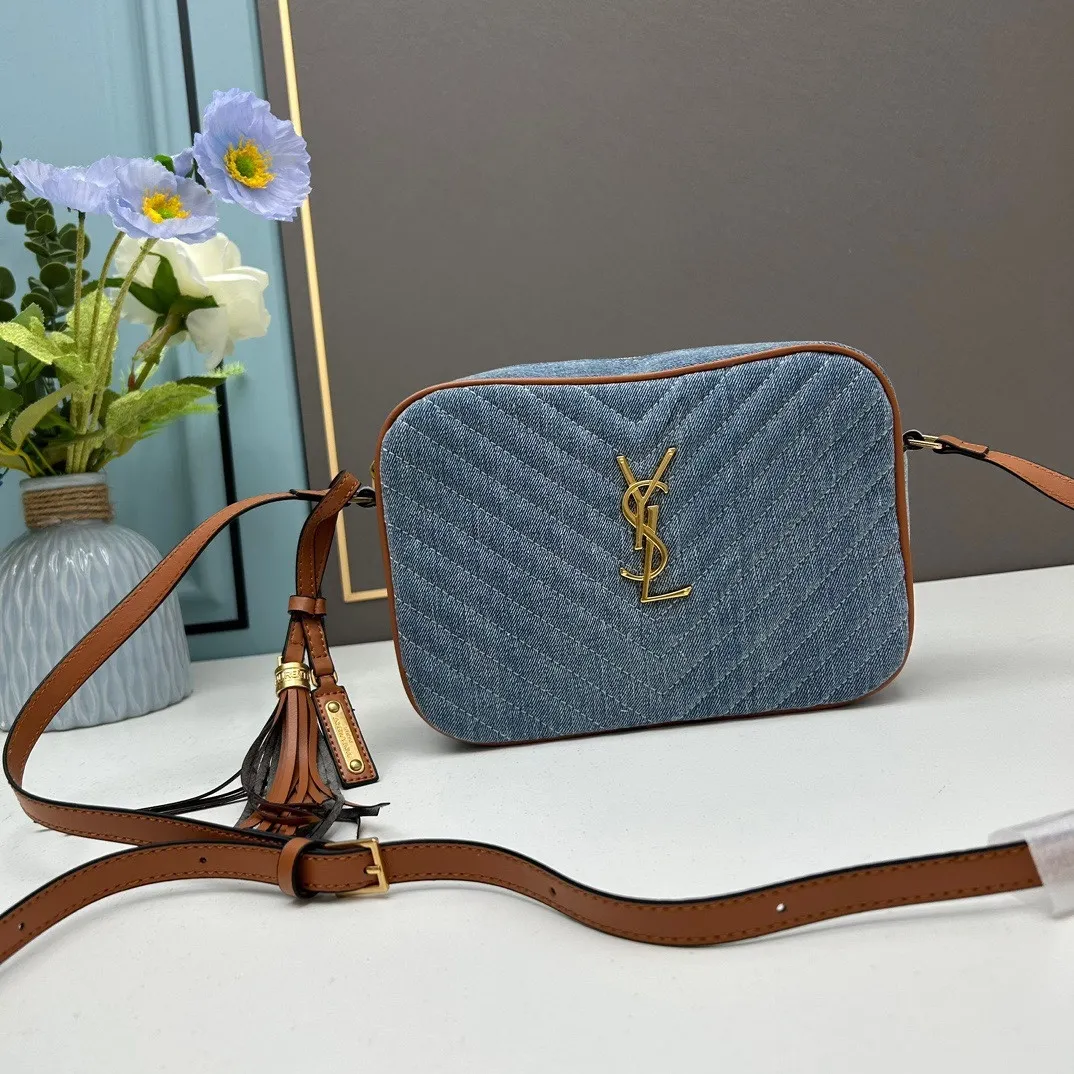 All Categories Official Website "Brand Women's Bags" Women's Bags 💙 YSL 2023 New YSL Washed Denim Crossbody Bag