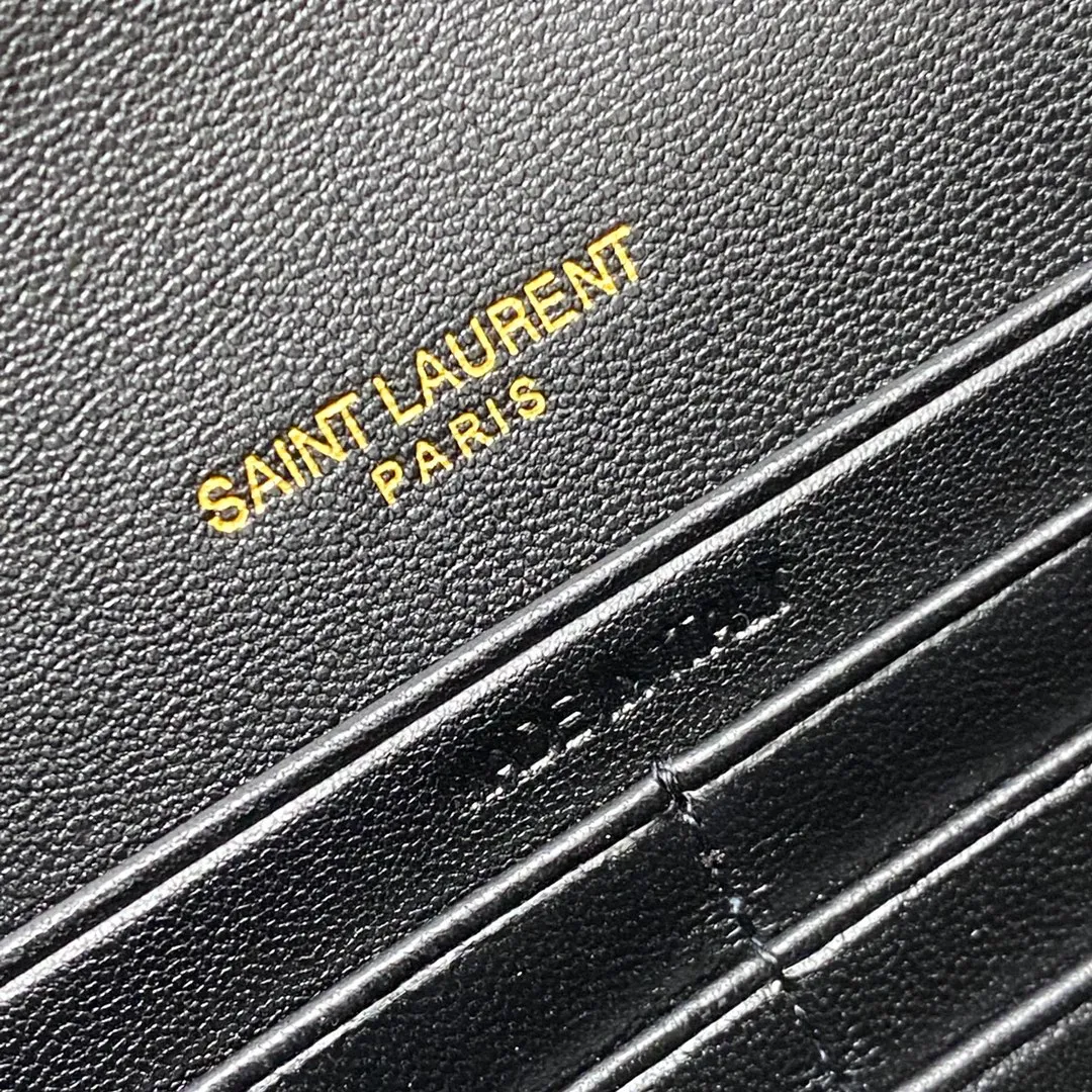 p1220 The top product in the market, black sheepskin/gold 🌈Y’s new product LE CASSANDRE smooth leather envelope chain wallet, made of Italian imported lambskin, soft to the touch! Front flap wallet, decorated with three-color metal logo, super nice! LECASSANDRE interior: six card slots, one bill slot, one main compartment, and one zippered coin pocket, practical and stylish! 20230610 Model: 743050 [original leather] Size: 19x12.5x3.5cm