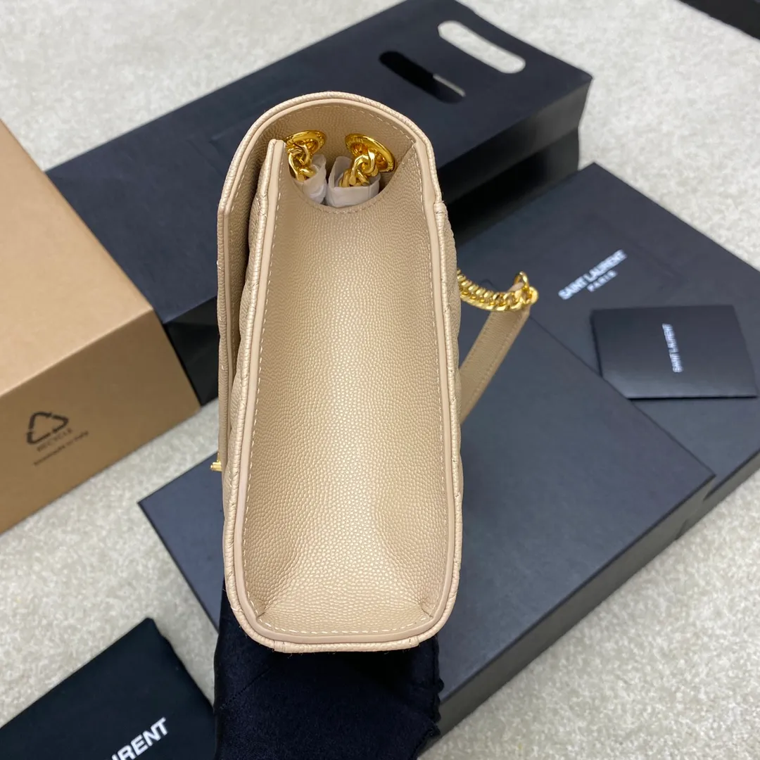 Apricot ball pattern/gold buckle 🌈𝑬𝒏𝒗𝒆𝒍𝒐𝒑𝒆 medium grain embossed quilted genuine leather envelope bag, classic is eternal, the sky-high V pattern and rhombus caviar pattern, Italian original cowhide with eye-catching Y family logo, elegant and fashionable all in one! One chain and three backs, single chain cross-body, double chain single back, single chain single back are all perfect🤗Little fairies of different heights, there is always a way to carry it that suits you❤️20230750 Model: 392739 [original leather] Size: 24x17.5x6cm