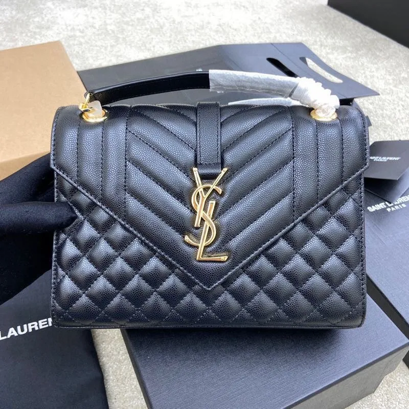 Black ball pattern/gold 🌈𝑬𝒏𝒗𝒆𝒍𝒐𝒑𝒆 medium grain embossed quilted genuine leather envelope bag, classic is eternal, the sky-high V pattern and rhombus caviar pattern, Italian original cowhide with eye-catching Y family logo, stylish and fashionable all in one! One chain and three backs, single chain cross-body, double chain single back, single chain single back are all perfect🤗Little fairies of different heights, there is always a way to carry it that suits you❤️20230750 Model: 392739 [original leather] Size: 24x17.5x6cm