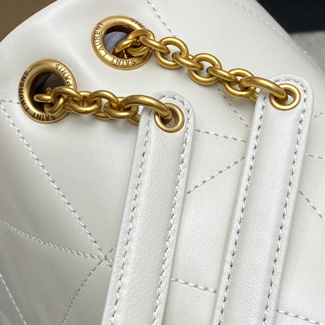 💰1760 milk white sheepskin/gold 🌈JAMIE 4.3 small original sheepskin handbag! Small bag in soft nappa leather with CARRE RIVE GAUCHE webbed topstitching. Lightweight and compact, with an adjustable sliding shoulder strap, it can be worn in a variety of ways. The bag is designed with a classic retro distressed version. It is very beautiful and fashionable, versatile for commuting, unexpectedly light and very practical! It can be carried by hand, carried on the shoulder or cross-body in various ways! An absolute must-have item! 20230880 Model: 763475 [original leather] Size: 26×15×7cm