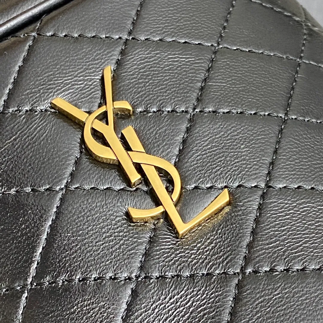 💰1500 black sheepskin/gold 🌈YSL Gaby series new bucket bag👑all sheepskin material👍super exquisite and cute😘and very light top flip design, higher privacy and security, top handle and detachable chain shoulder strap, can be carried in more ways, suitable for different occasions, so beautiful👍20240750 Model: 763971 [original leather] Size: 19x17x15cm